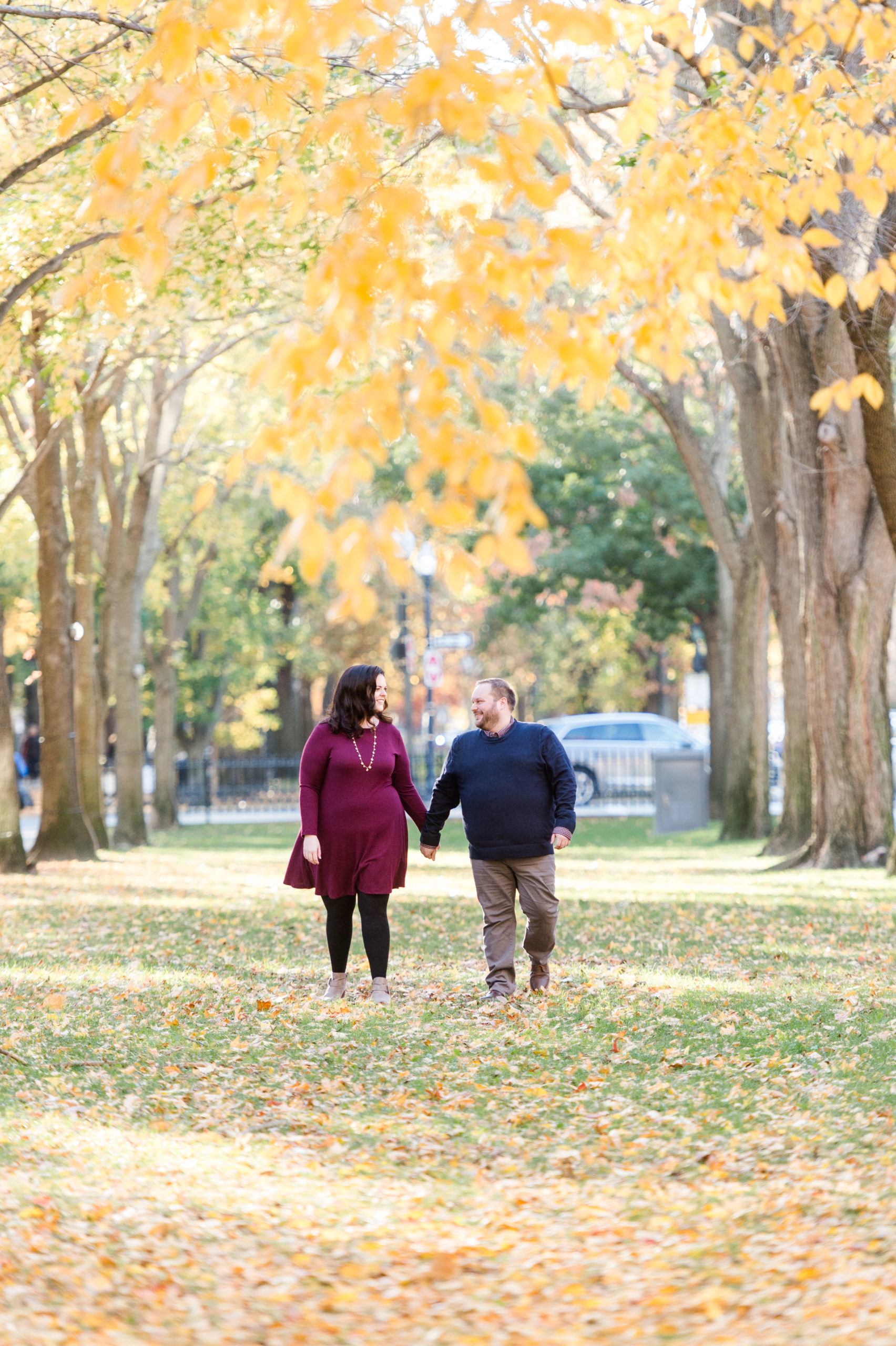 comm ave mall for fall engagement session best boston engagement session location