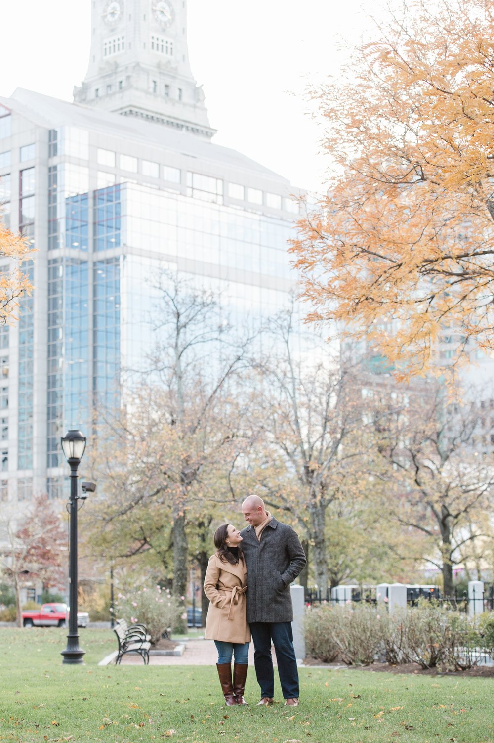 north end boston engagement session in christopher columbus park