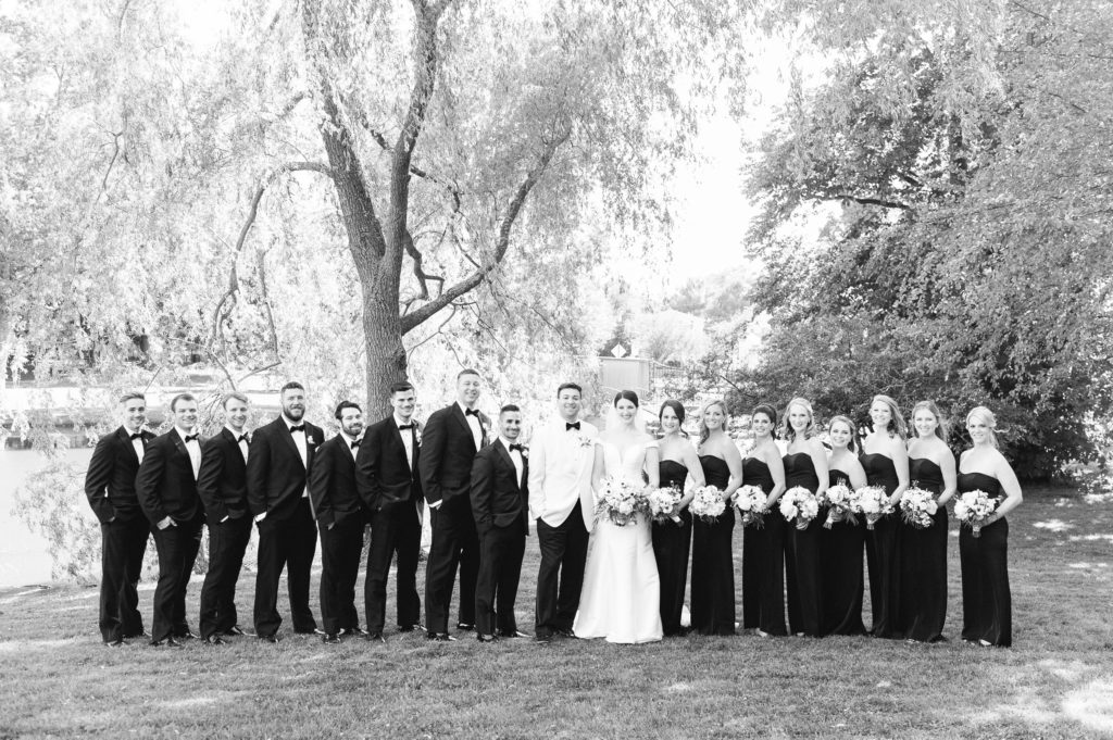 Alden Castle Wedding Bridal Party Portraits at Larz Anderson Park Boston black and white
