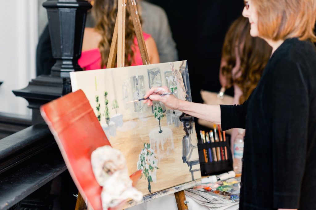 Live painter to capture the couples first dance at their alden castle wedding
