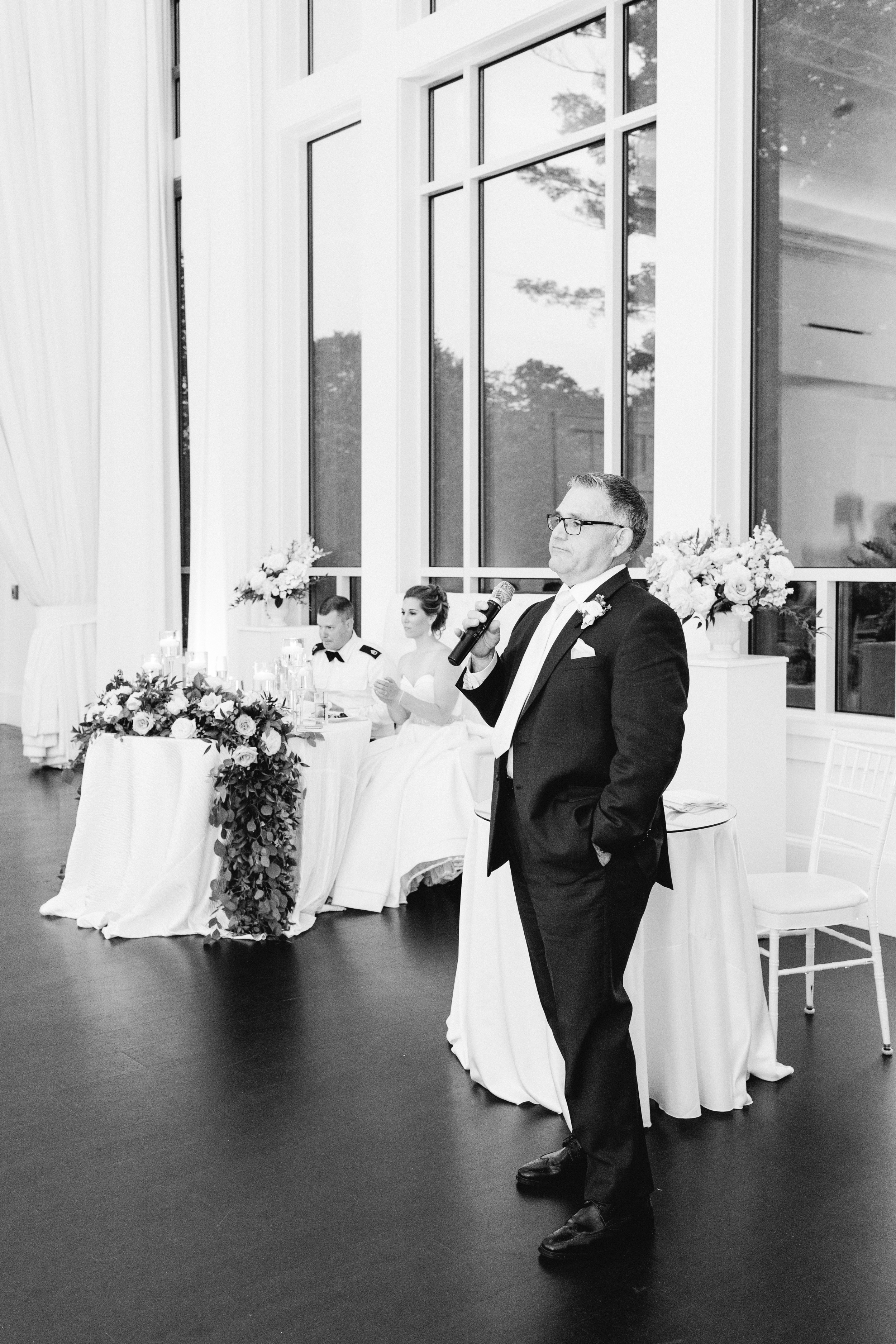 Father of the bride toast in black and white