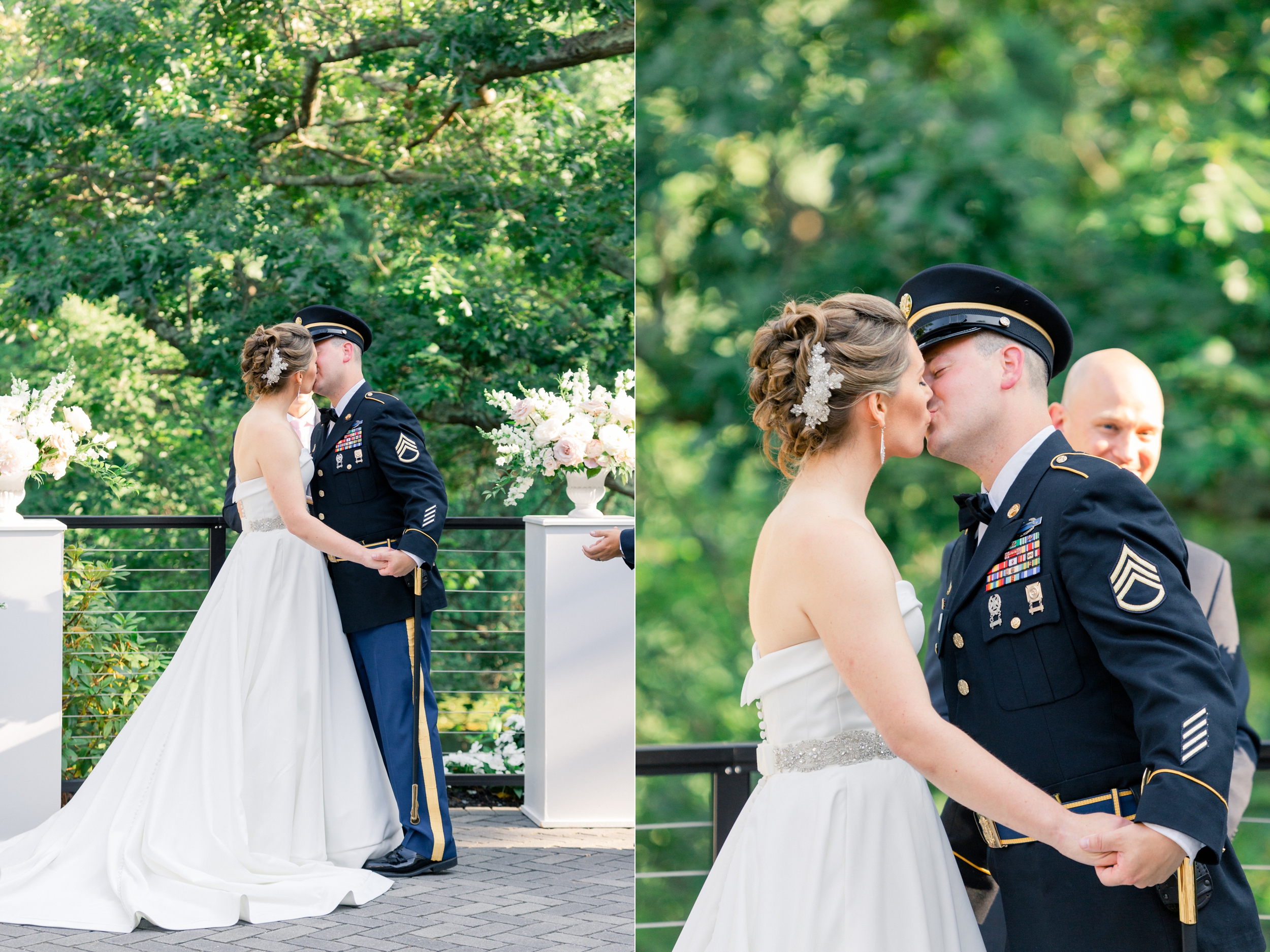 outdoor ceremony at Lakeview Pavilion first kiss