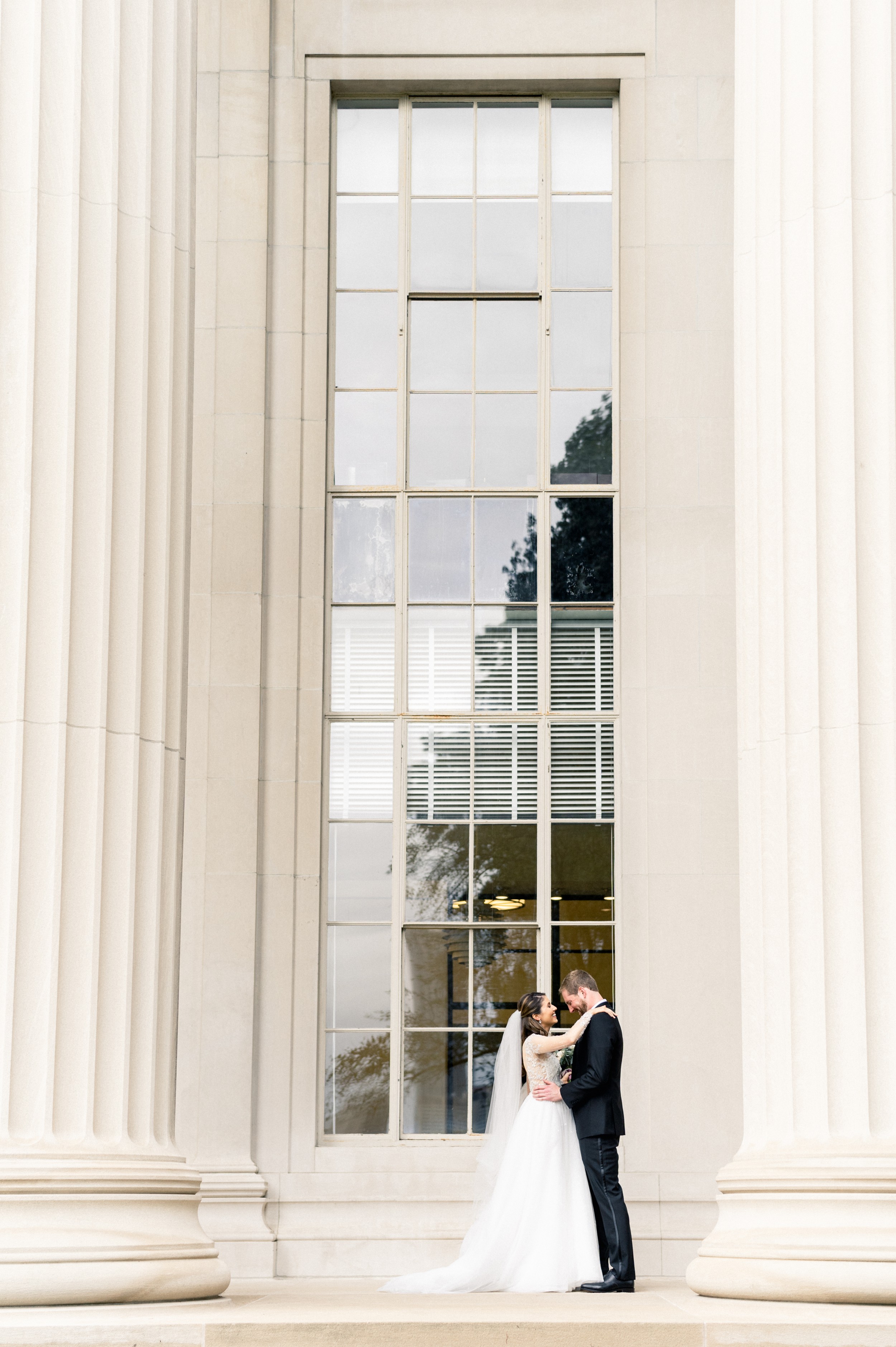 Boston bride and groom first look at MIT for Harvard Art Museum Wedding