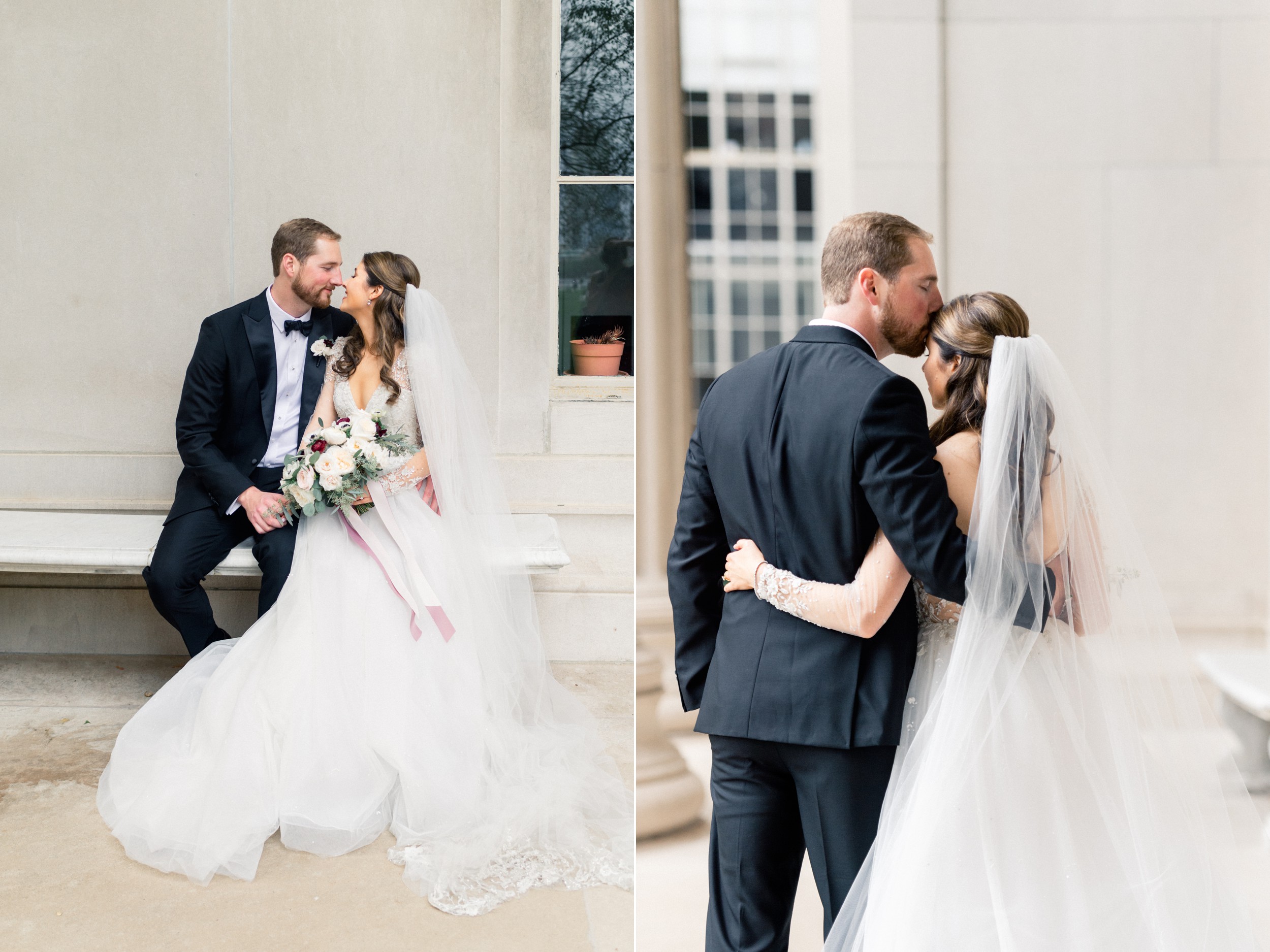Boston bride and groom first look at MIT for Harvard Art Museum Wedding