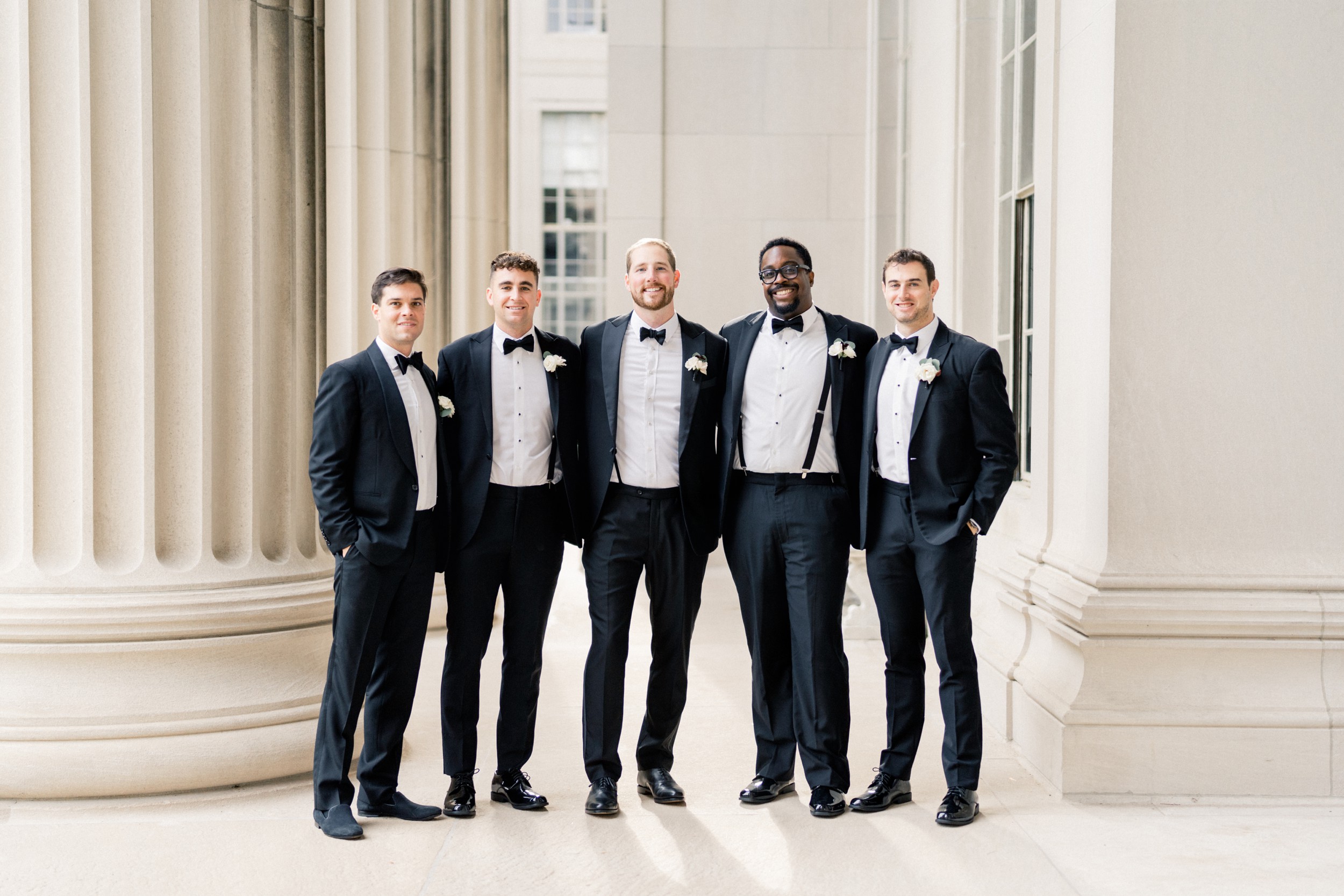 groom and groomsmen at MIT for wedding portraits