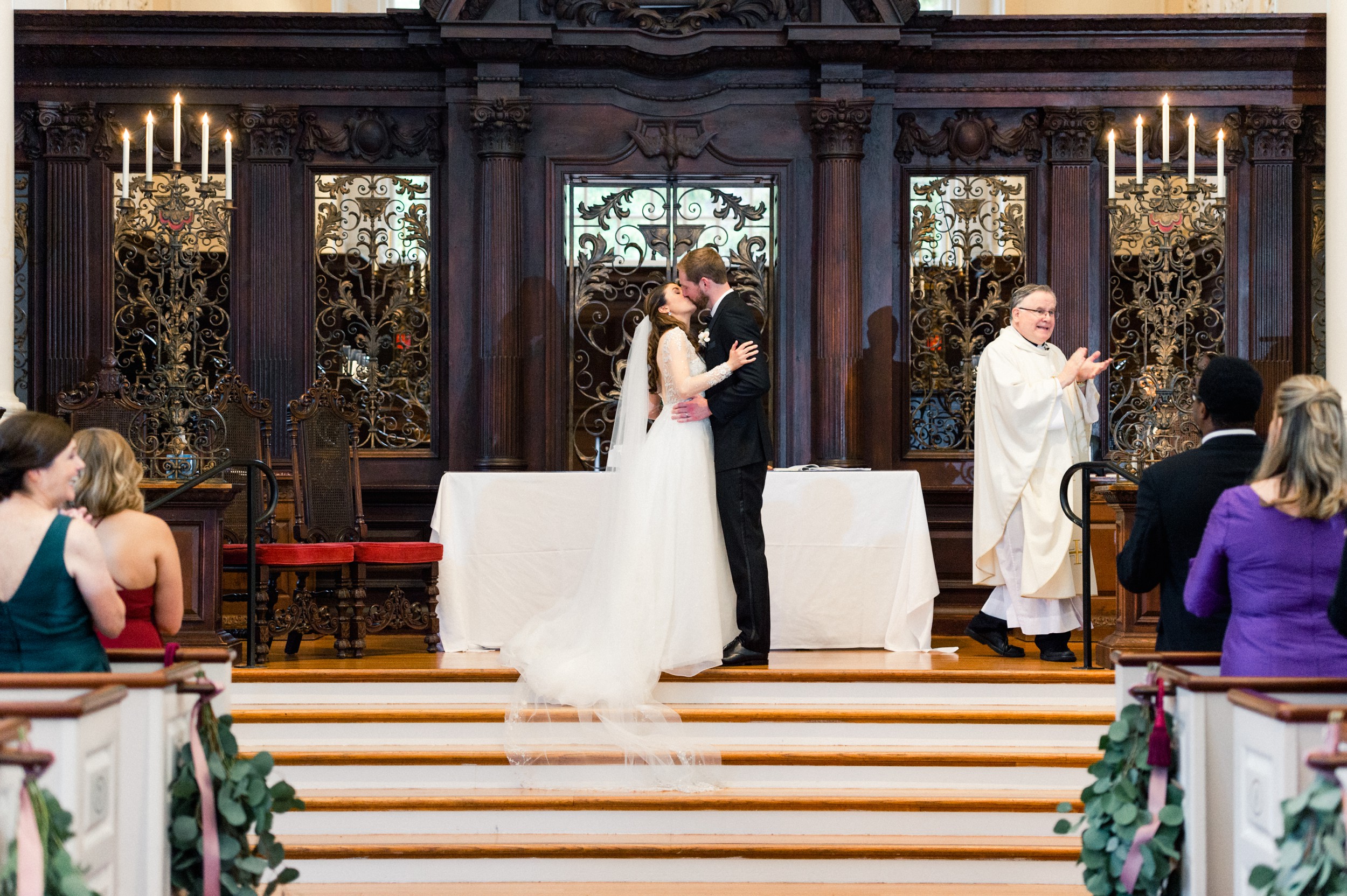 Harvard Memorial Church wedding first kiss