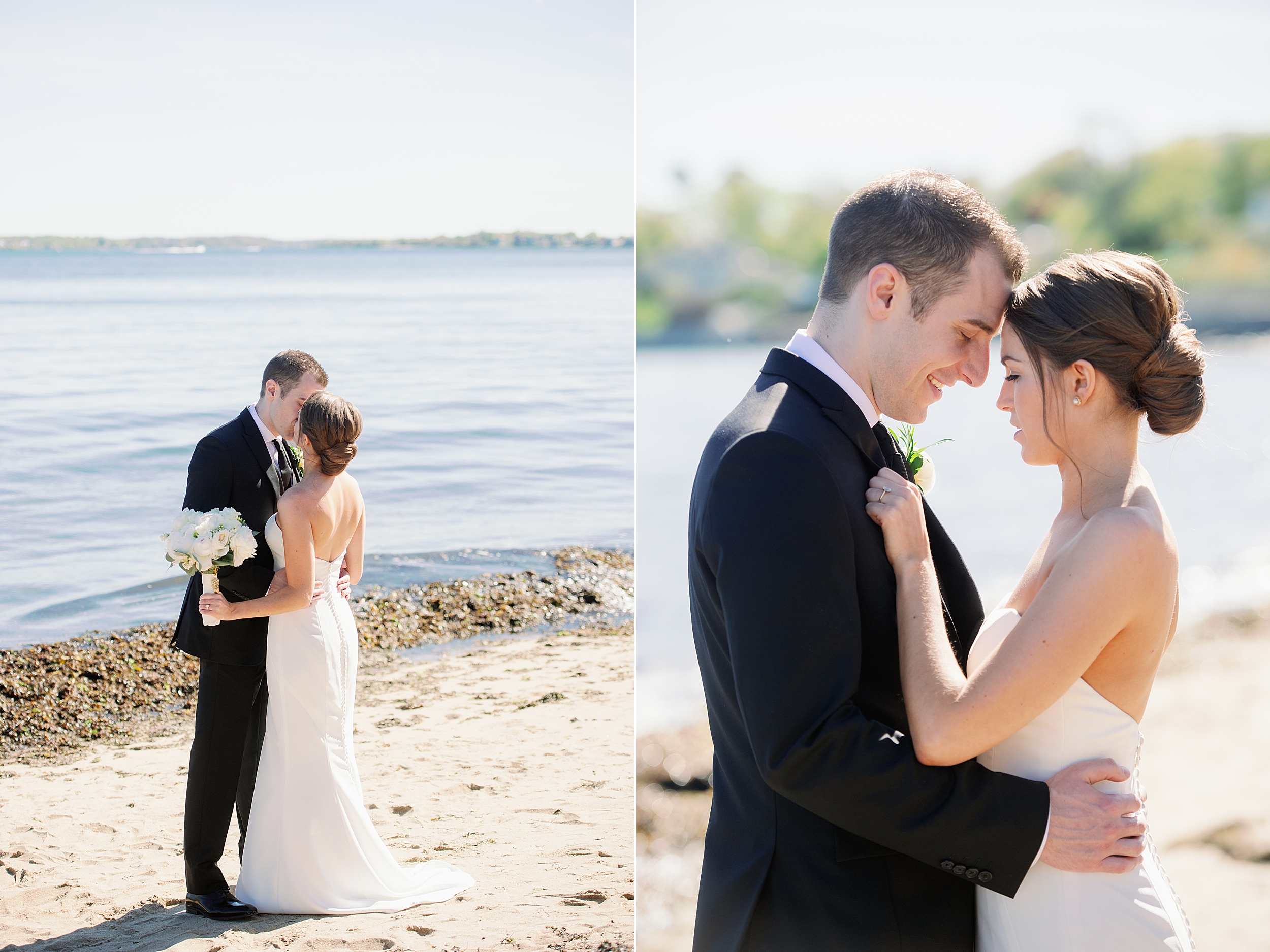 Couples portrait on beach for Boston North Shore Wedding in Beverly MA