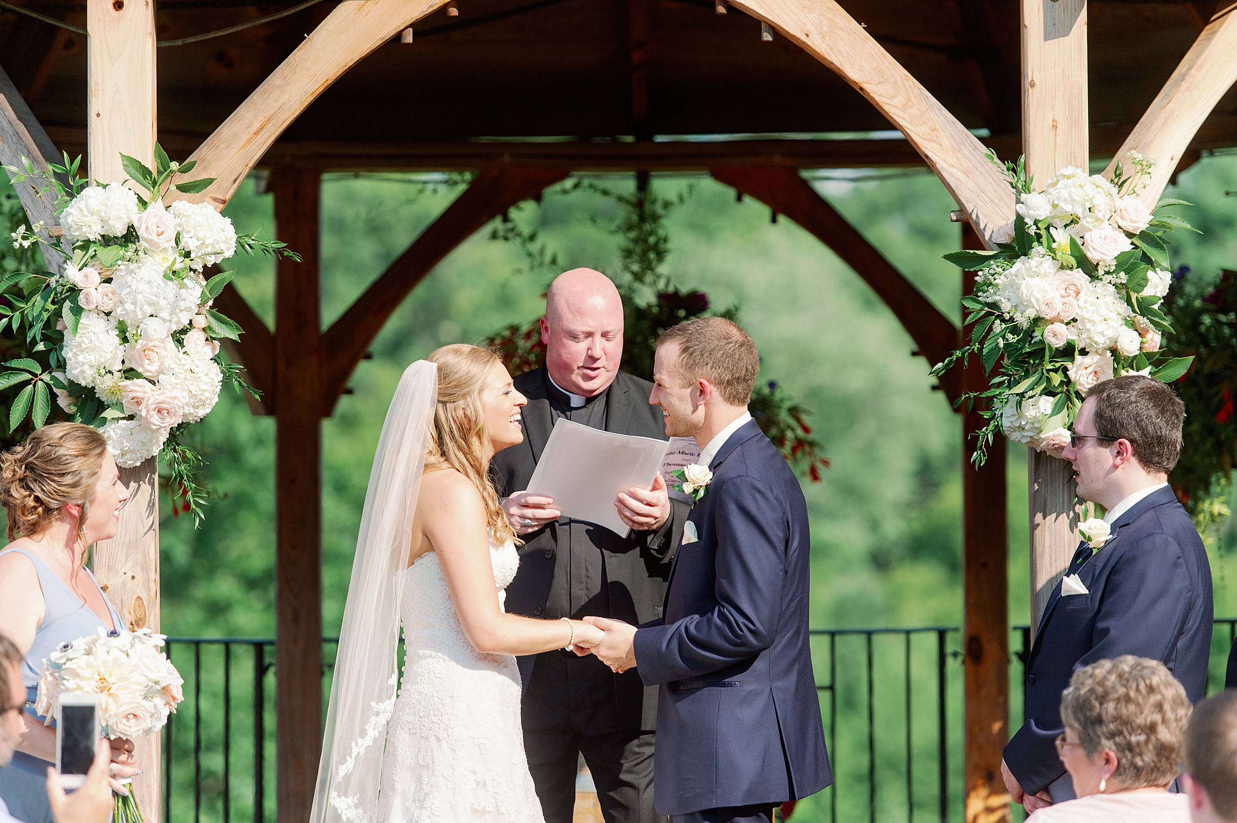 bride and groom say vows