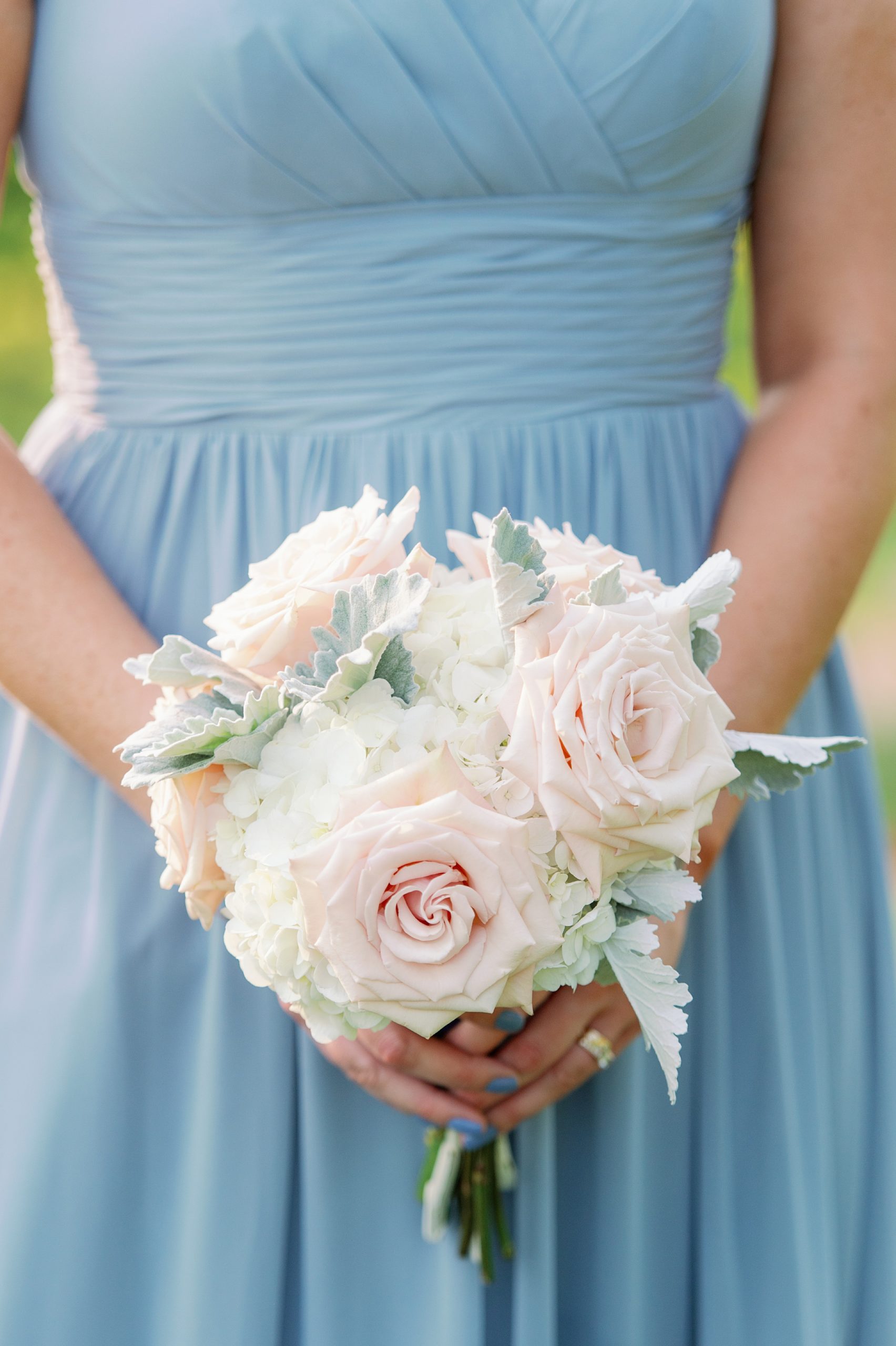 details pale blue and blush flowers