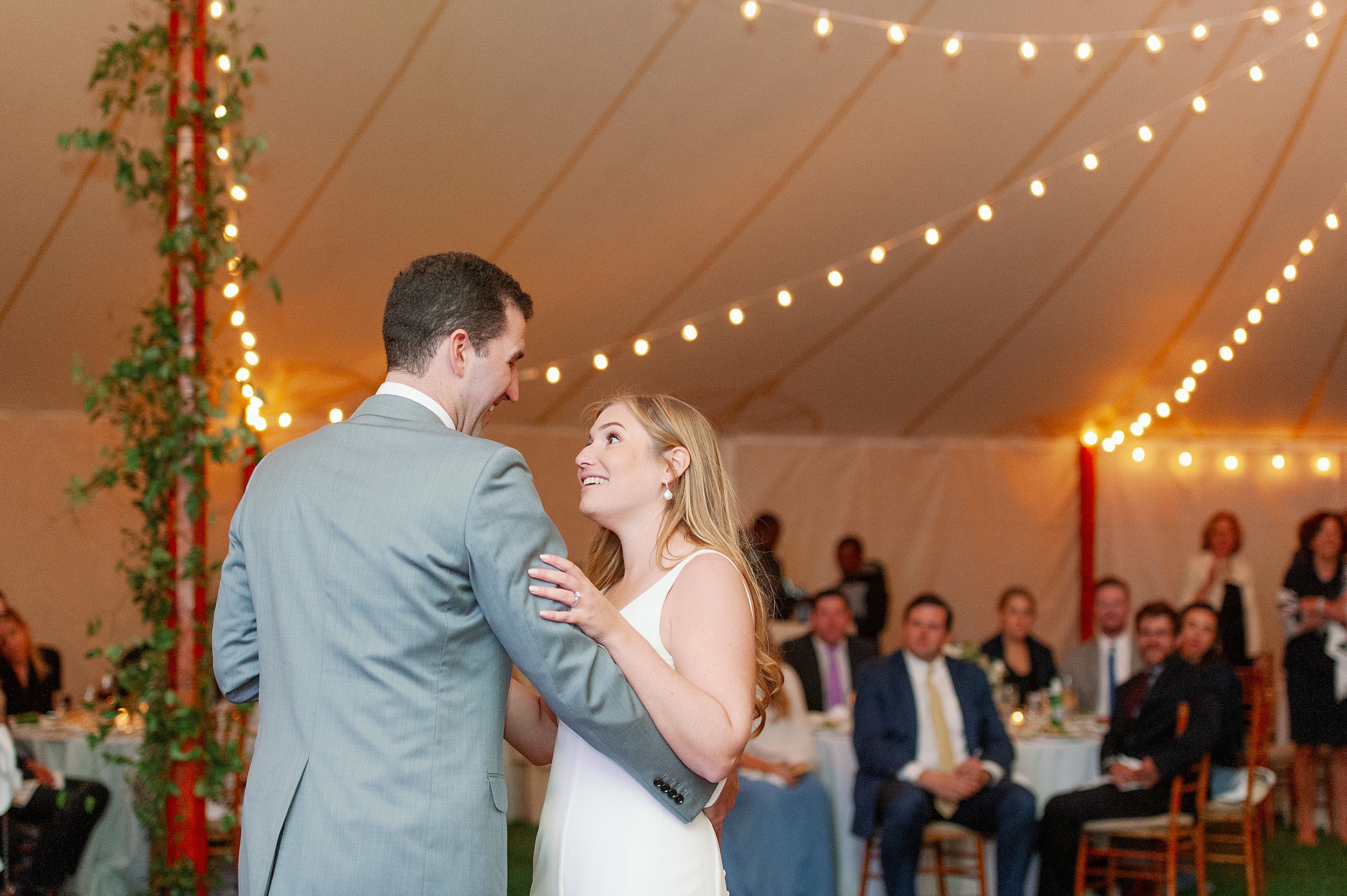 first dance under the tent at rhode island wedding