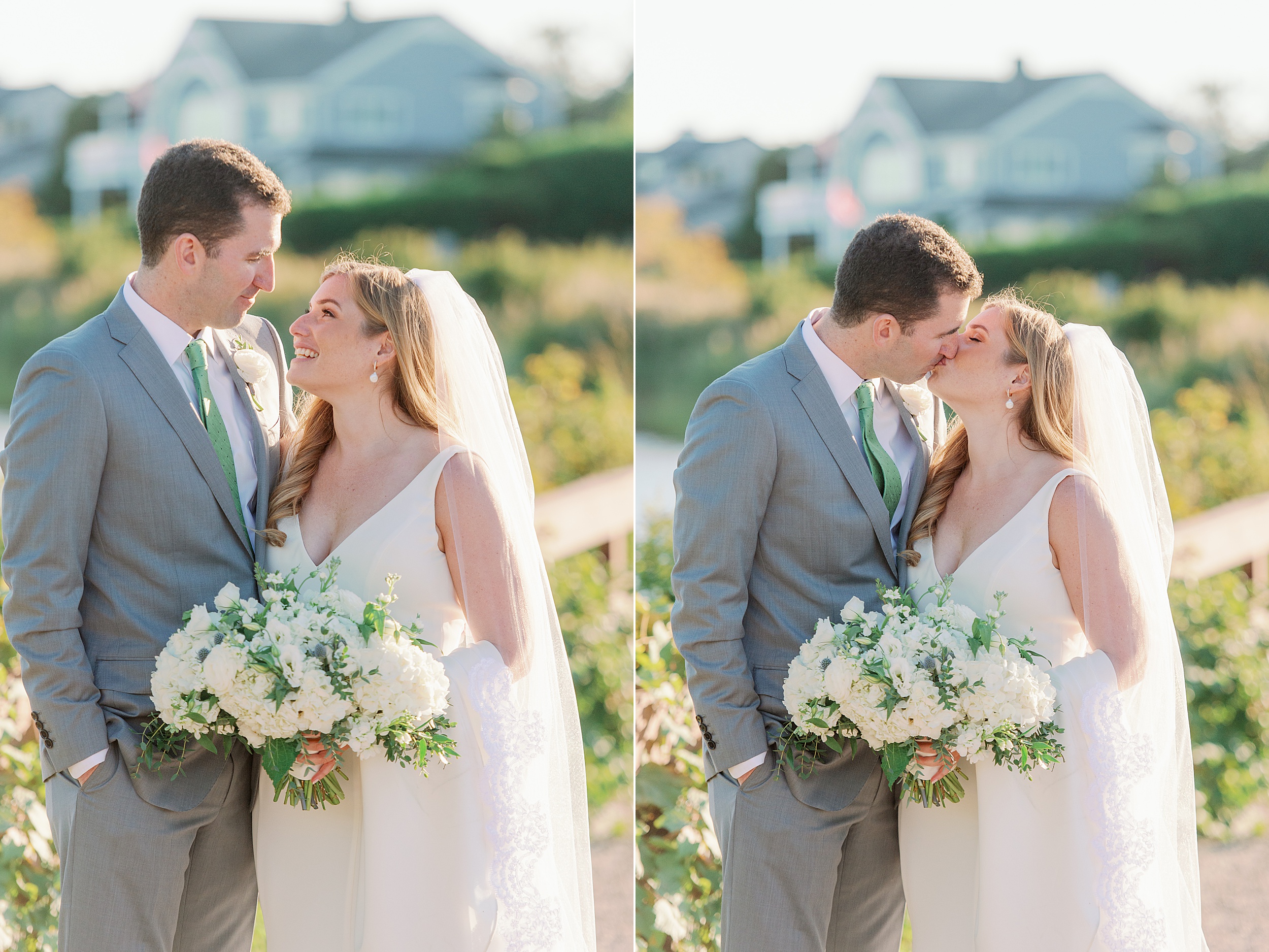 sunset couples portraits of bride and groom at Weekapaug Inn Wedding in Westerly RI