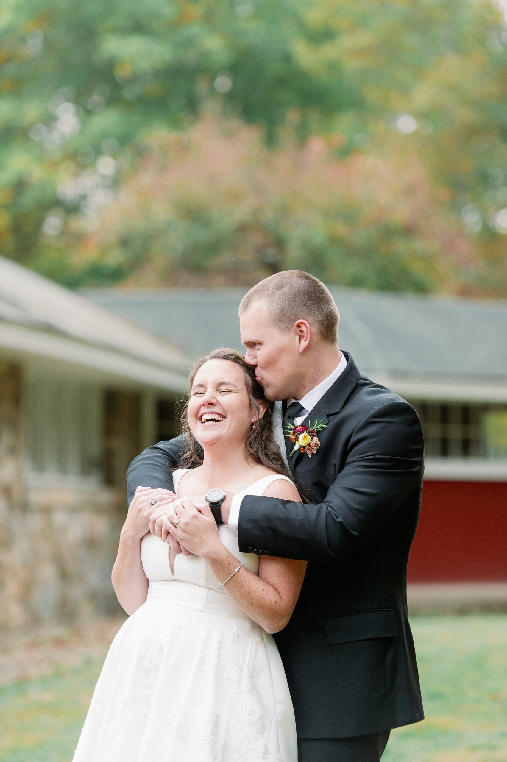 couples wedding portrait at The stone Barn in Standish Maine