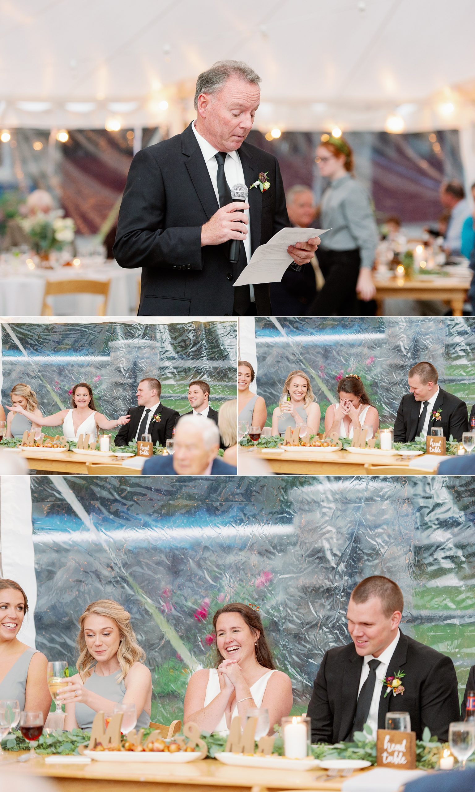 toast by father of the bride at The Stone Barn wedding