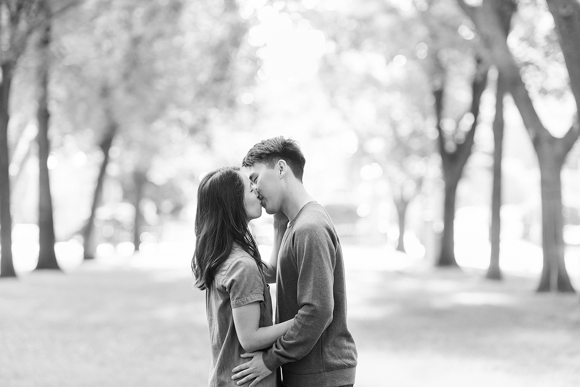 Comm Ave Mall Engagement Session sunrise Boston by Lynne Reznick Photography
