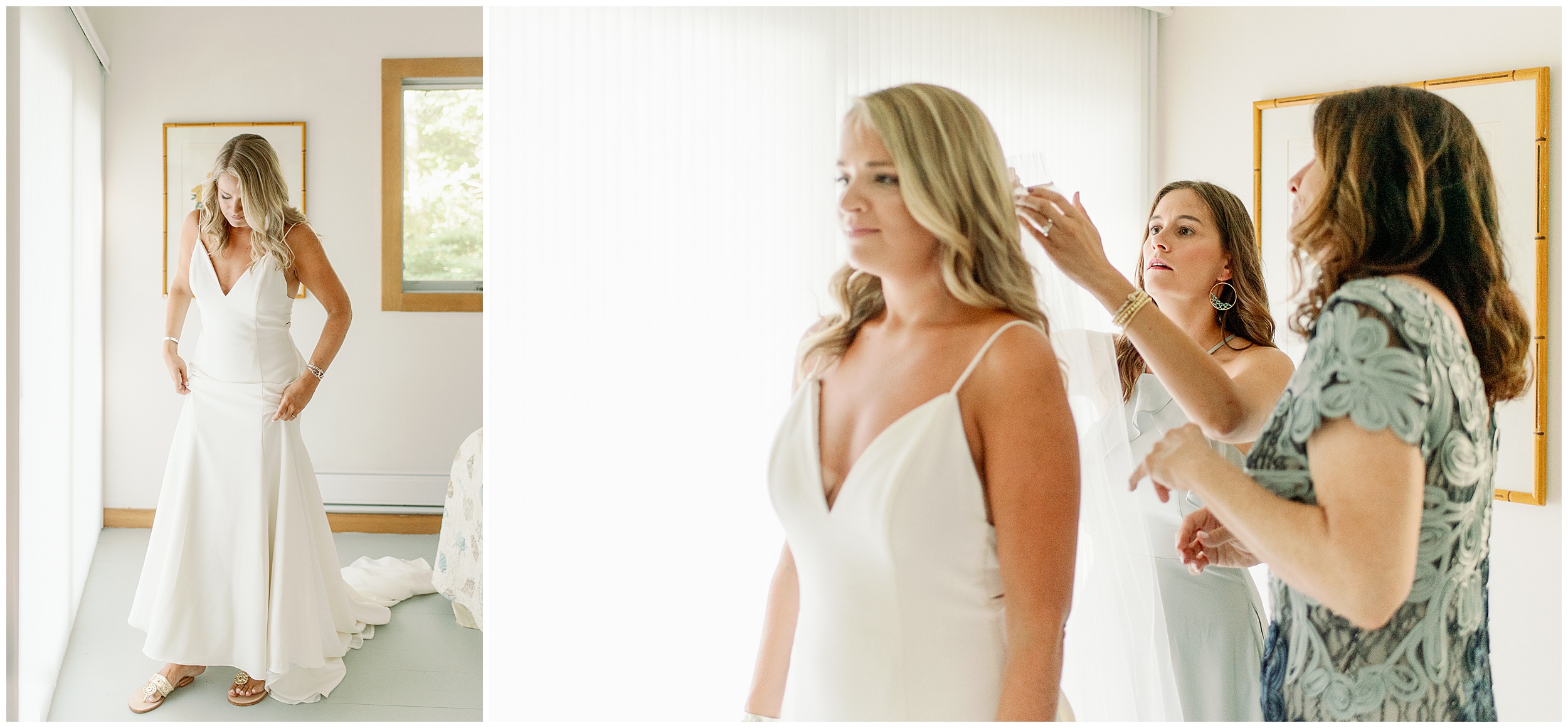 bride getting ready for her Cape Cod Micro Wedding