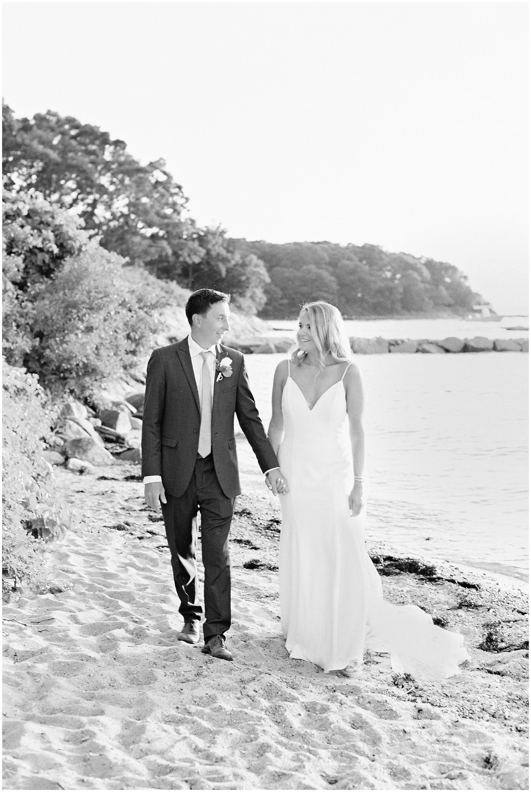 film photography couples wedding portraits on the water on cape cod