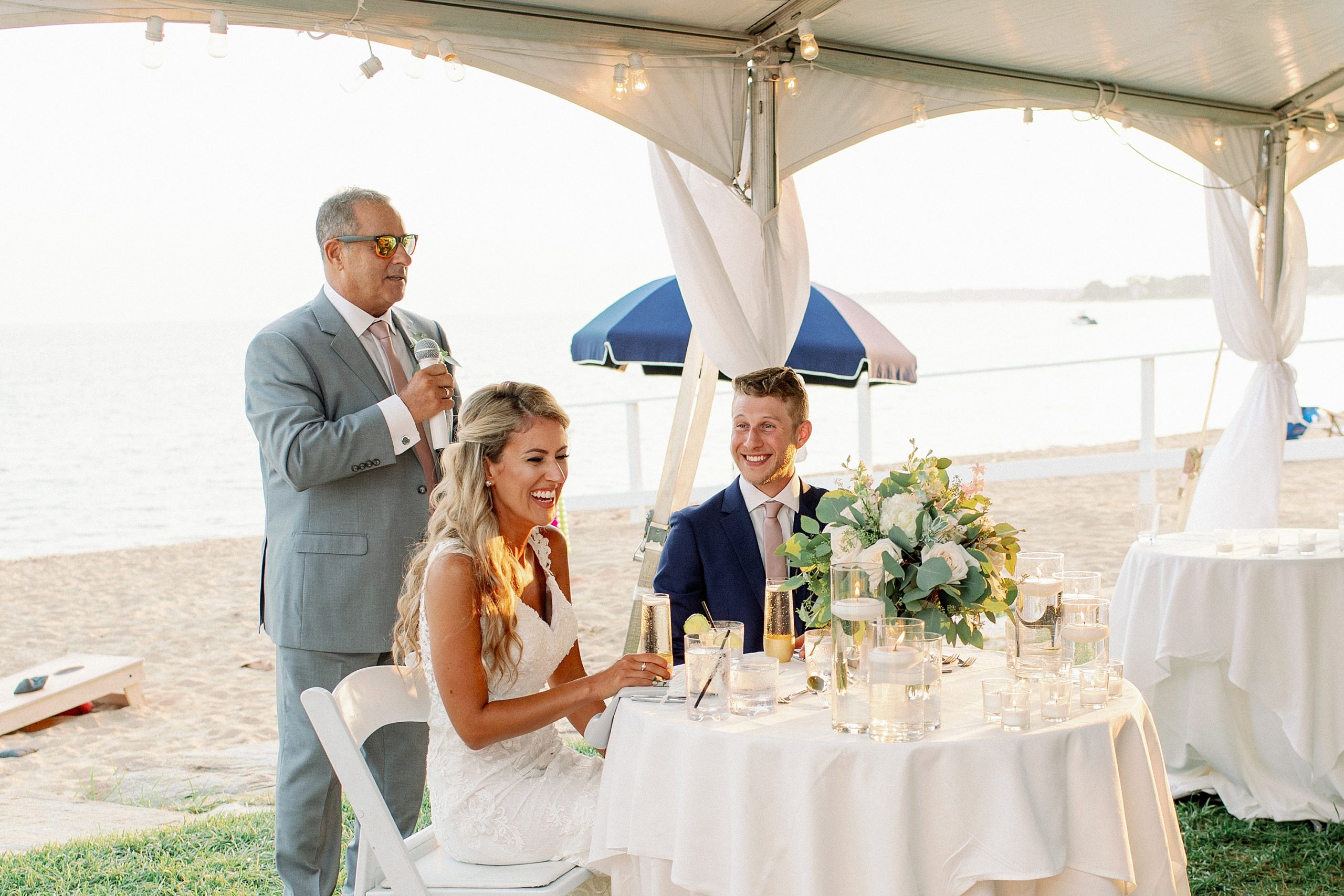 toasts at beach micro wedding