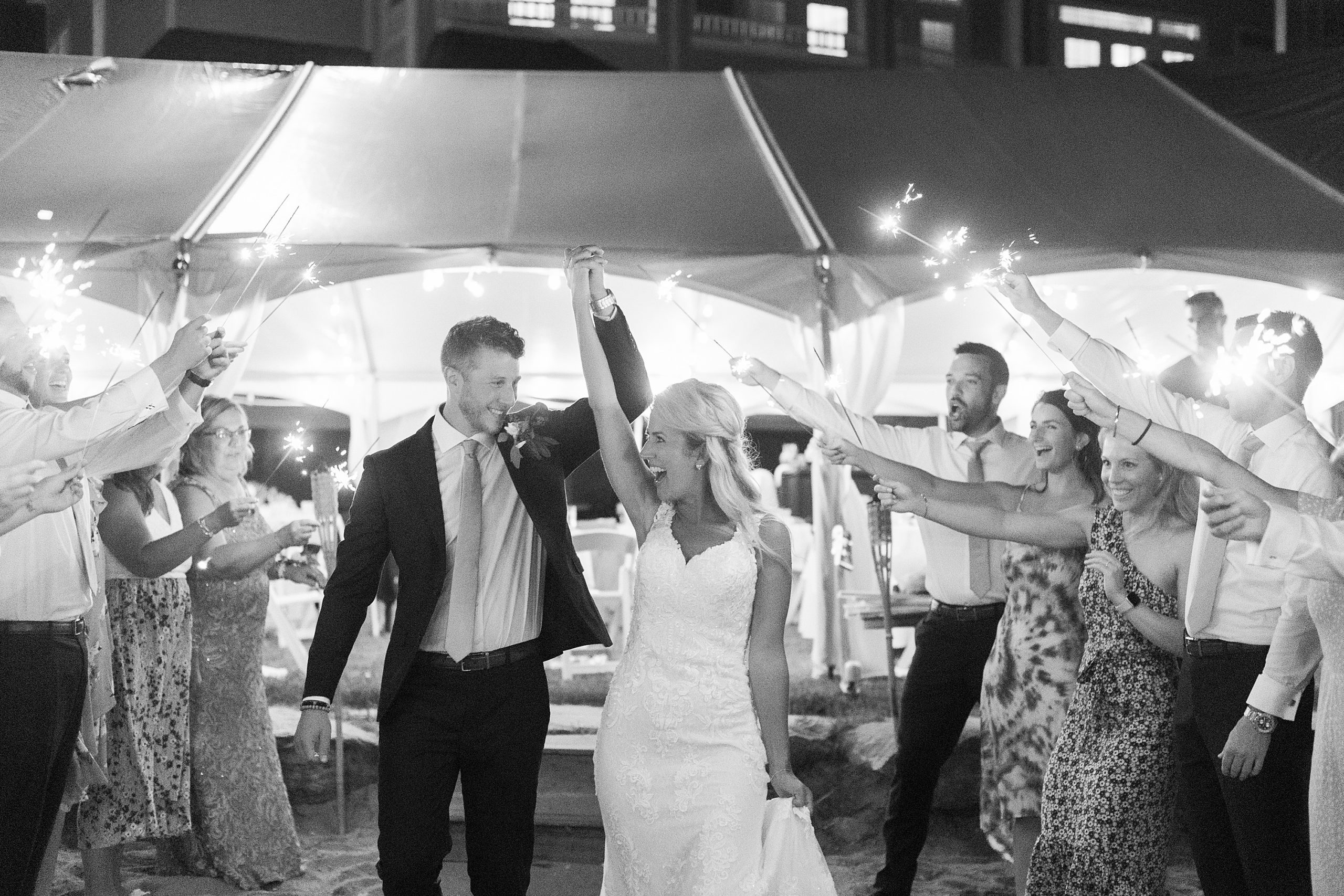 black and white sparkler exit at madison beach hotel
