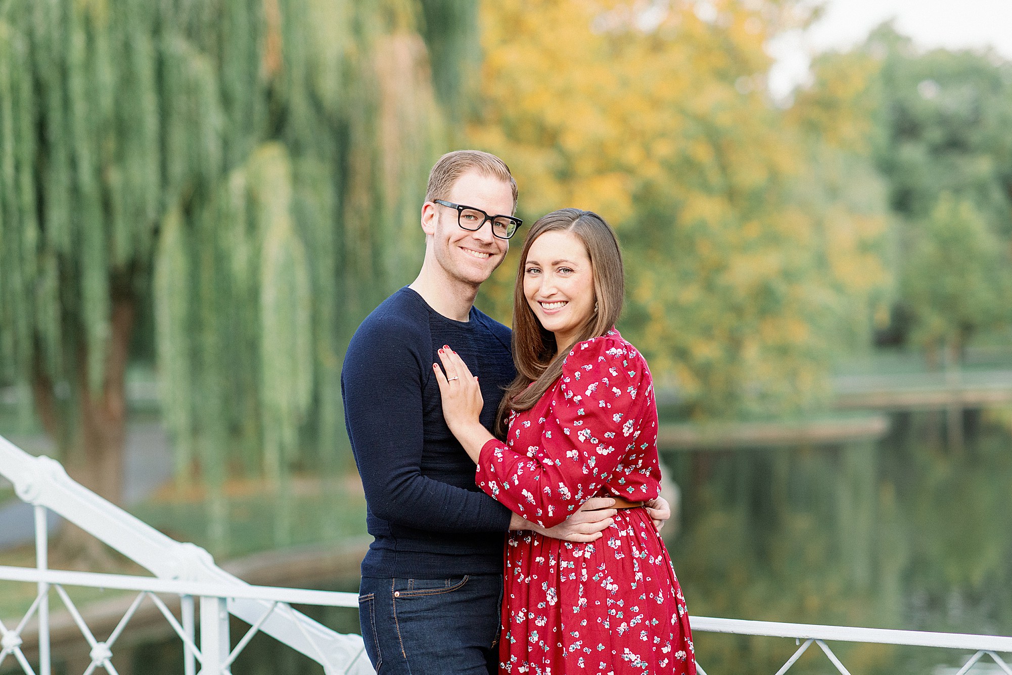 Boston Public Garden engagement session at sunrise Fall in New England