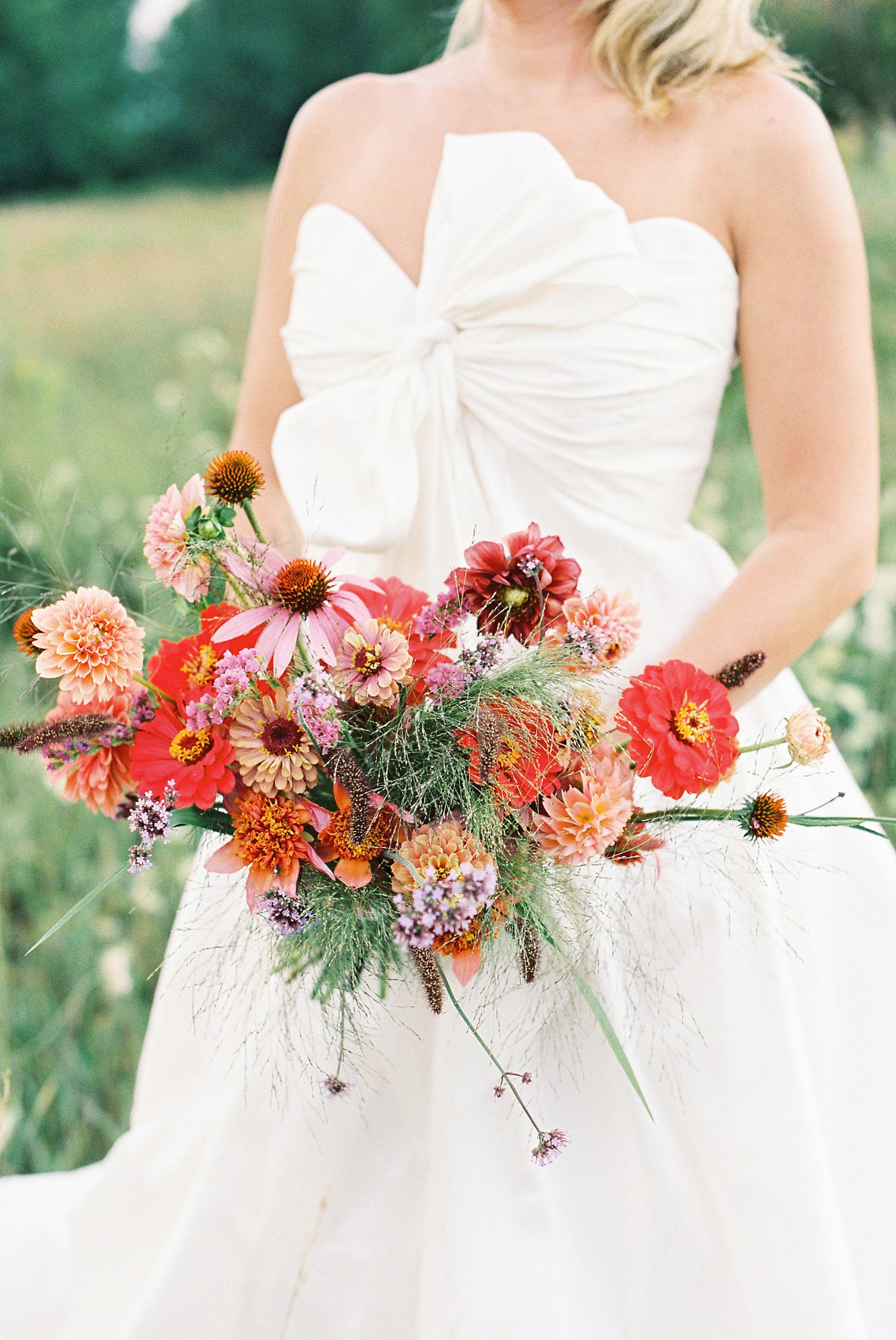 bridal bouquet bright summer wedding inspiration in the mountains of upstate NY