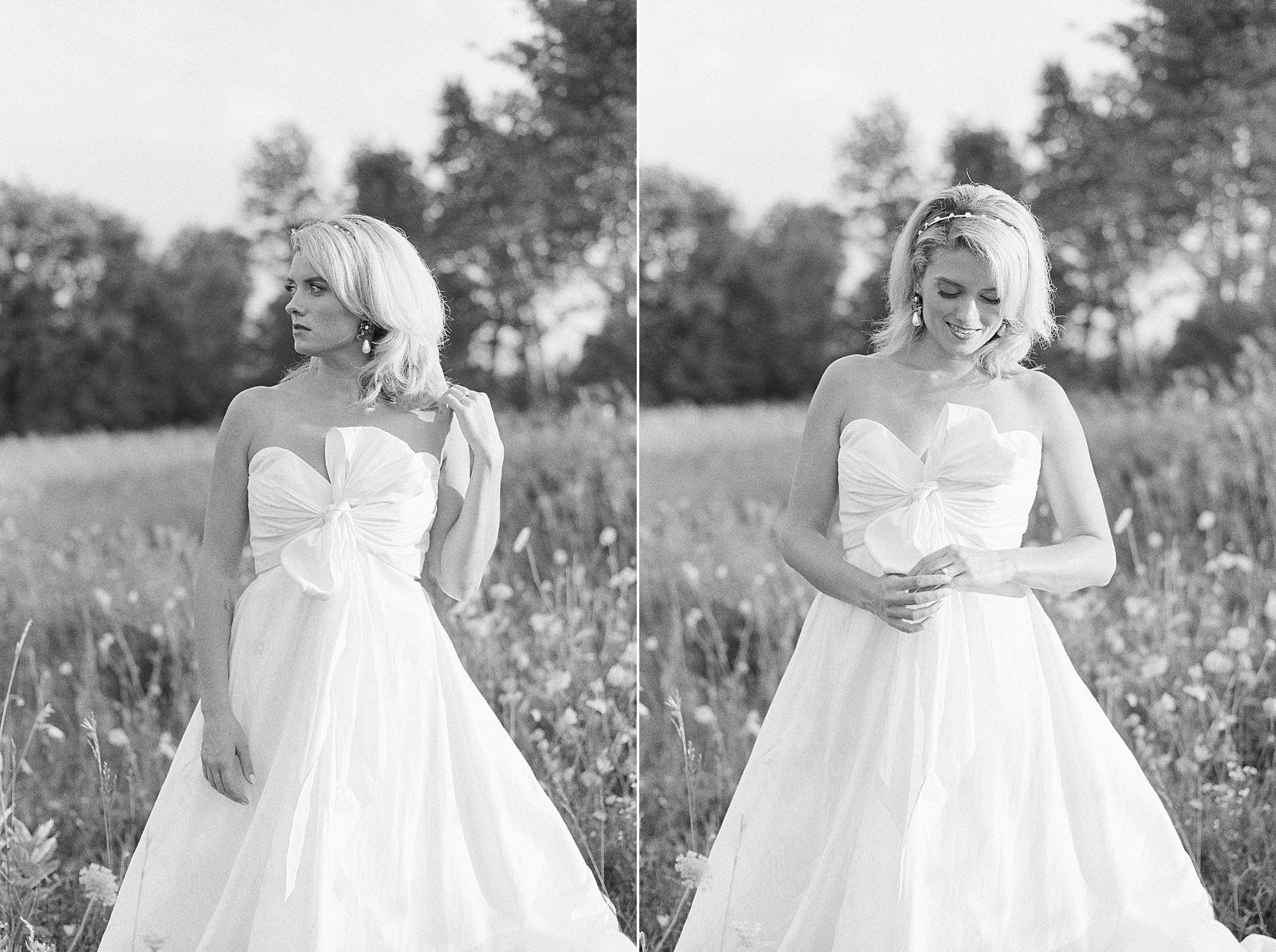 black and white bridal portrait Saranac Lake NY