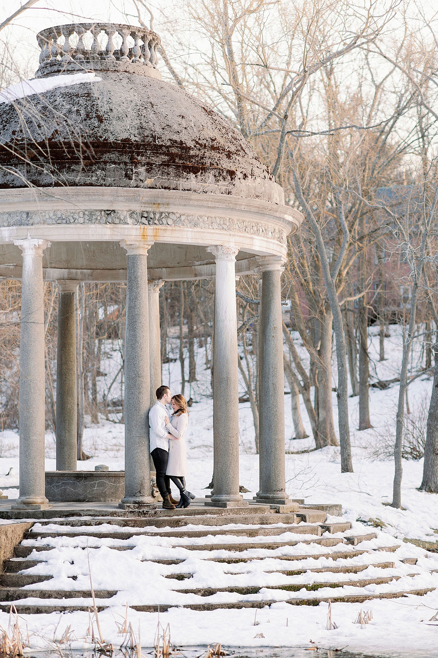 boston engagement photographer captures winter engagement session at larz anderson park