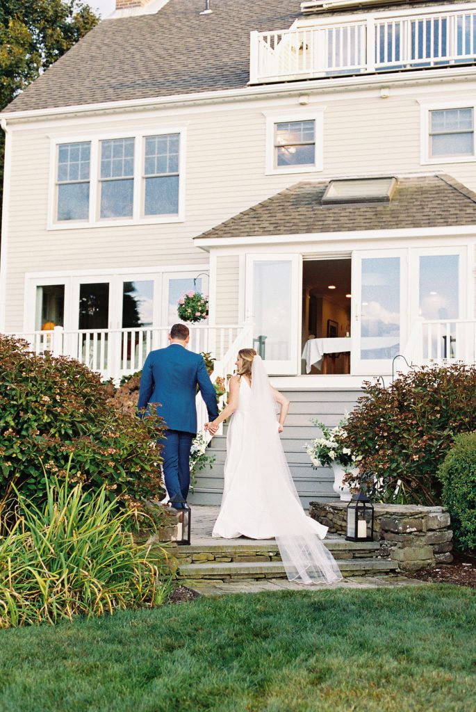 newlyweds at tented cape cod micro wedding