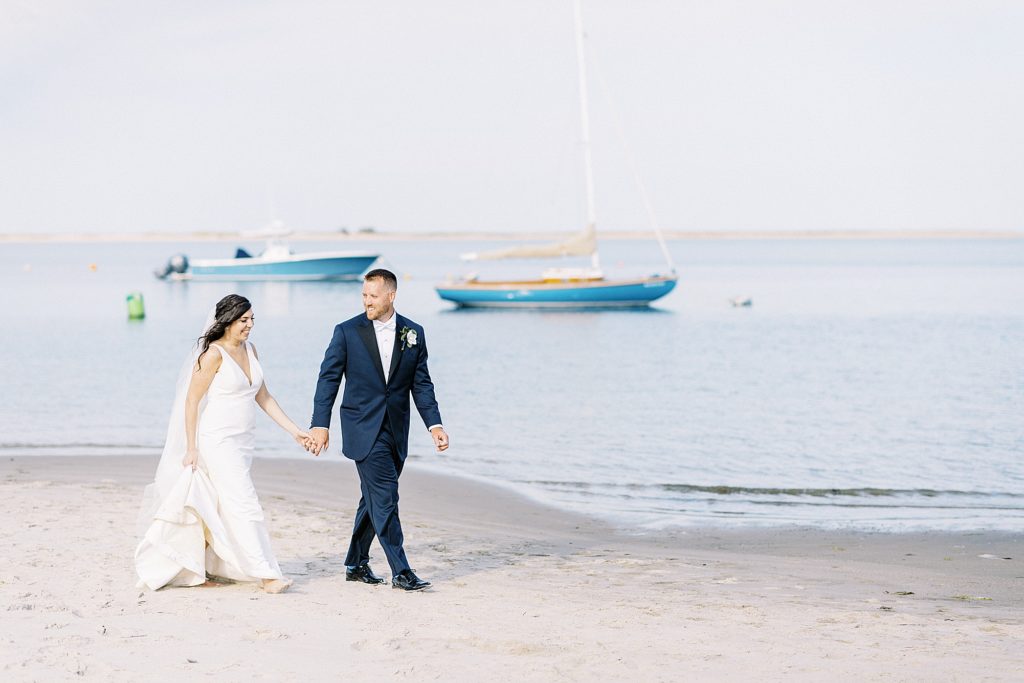 couples portraits on the beach for Chatham Bars Inn Wedding on Cape Cod