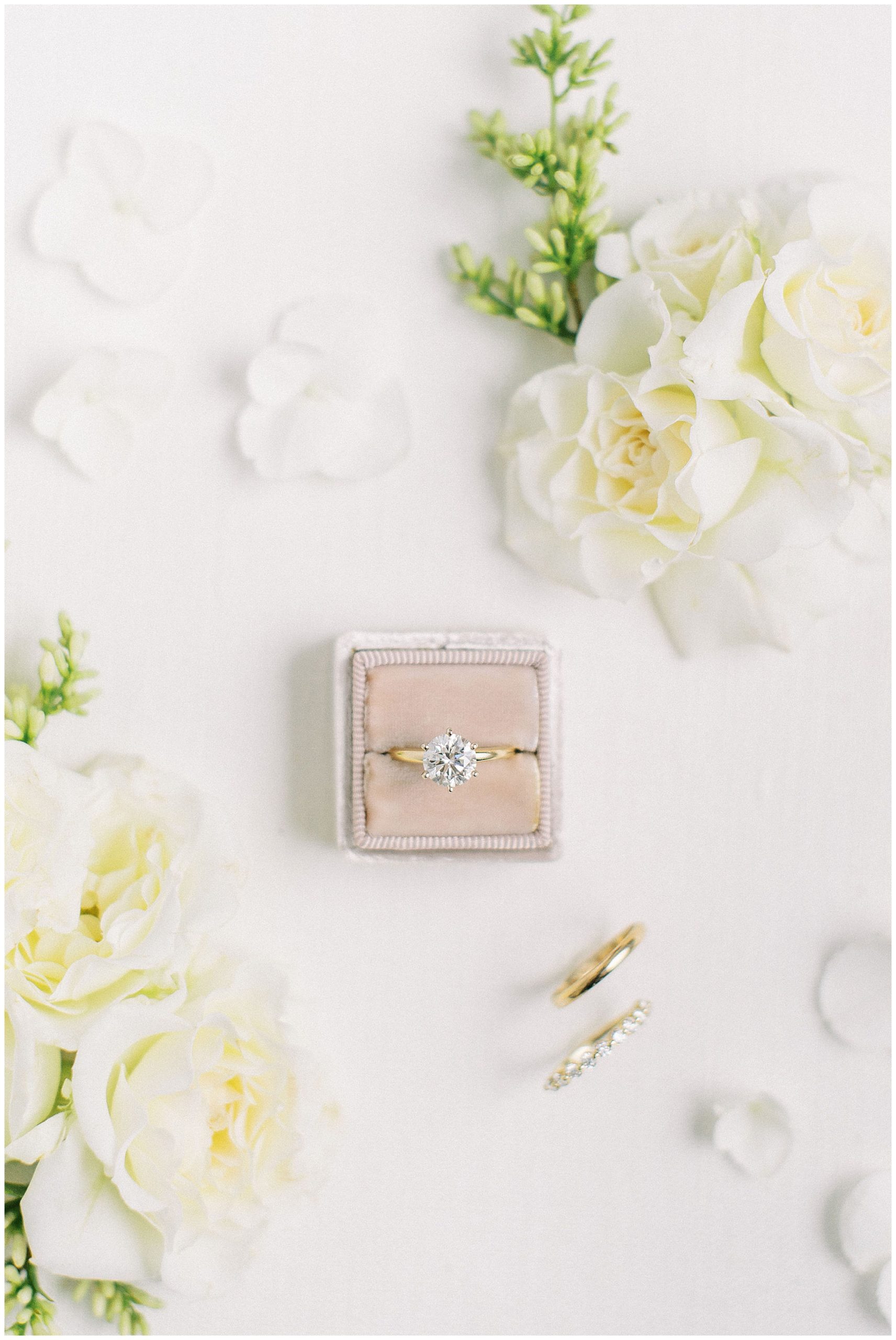 engagement ring in velvet mrs box styled bridal details