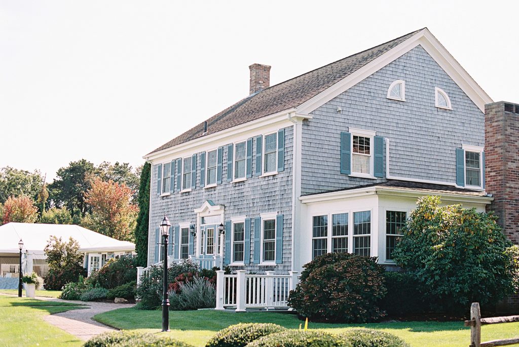 Blue house for a wedding venue by Cape Cod Wedding photographer, Lynne Reznick.