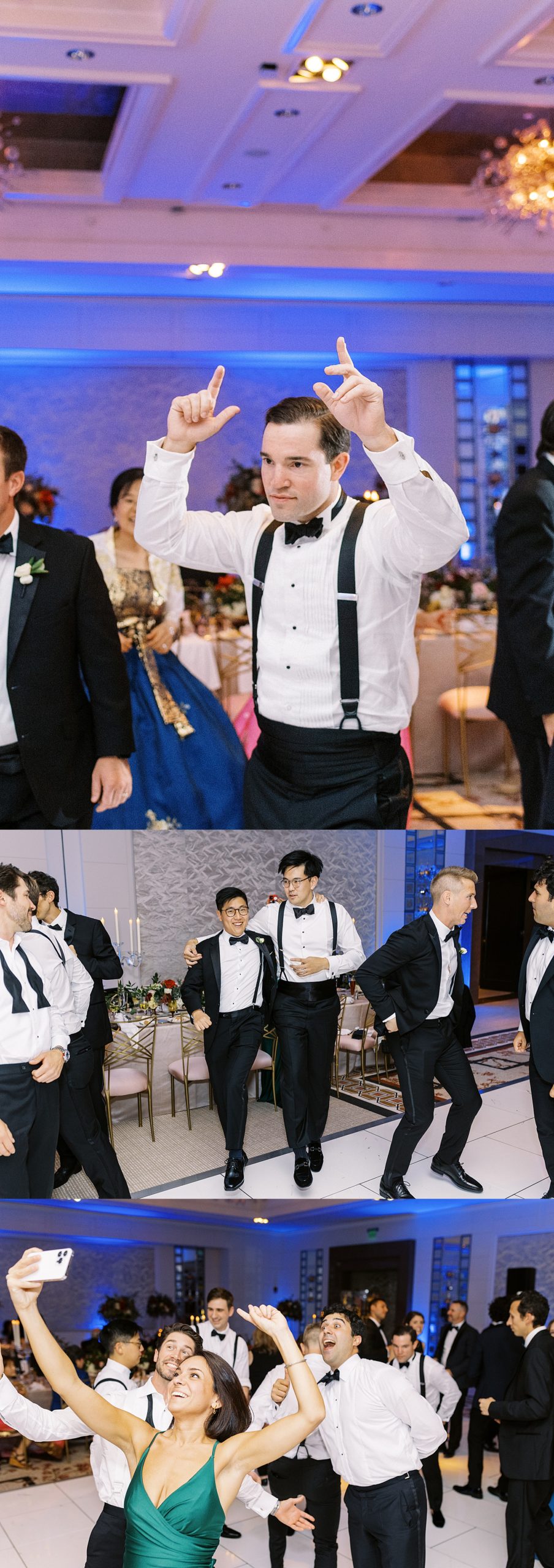 Guest dancing at a large indoor wedding reception in Boston by photographer, Lynne Reznick. 