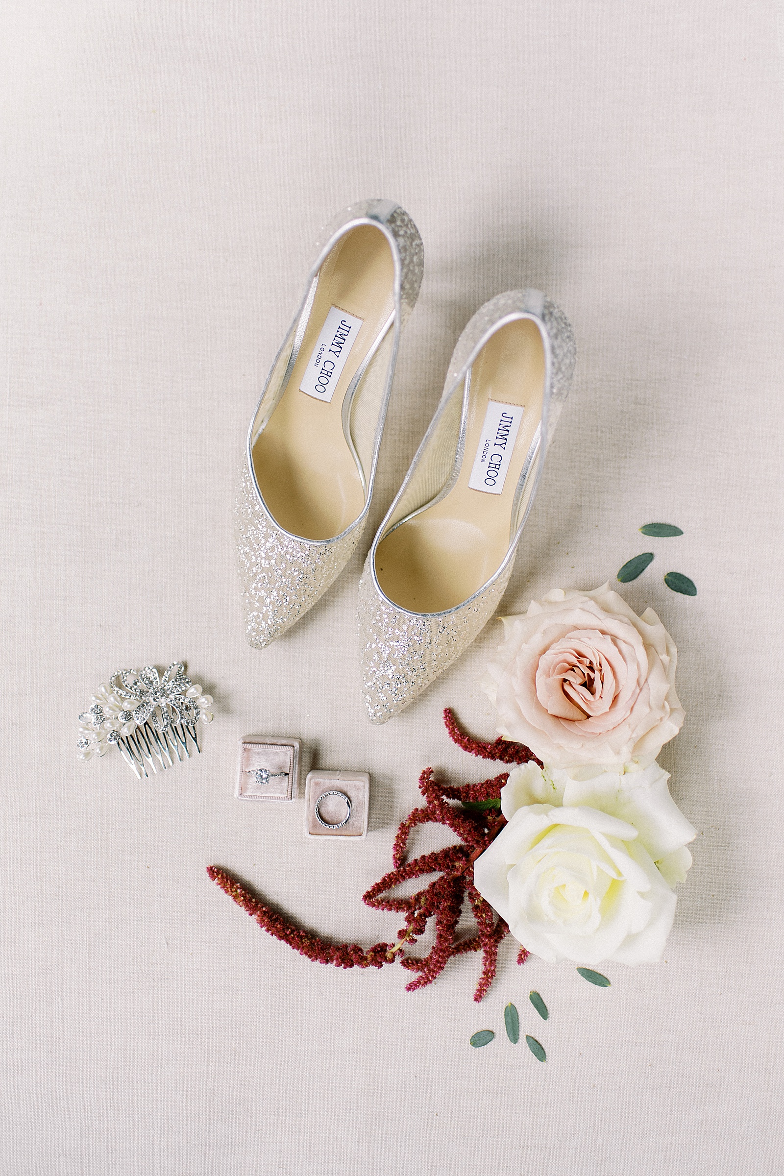 Wedding layout with Jimmy Choo shoes by photographer who runs a successful mentorship program
