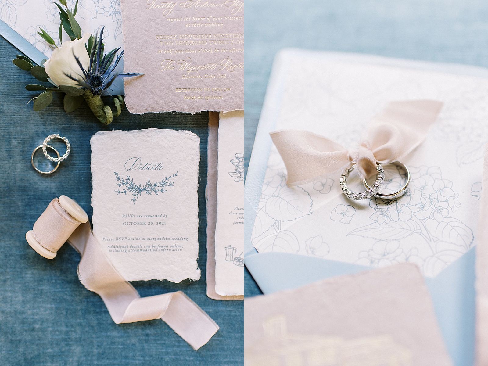 Beautiful pink and blue wedding details by New York Photographer, Lynne Reznick