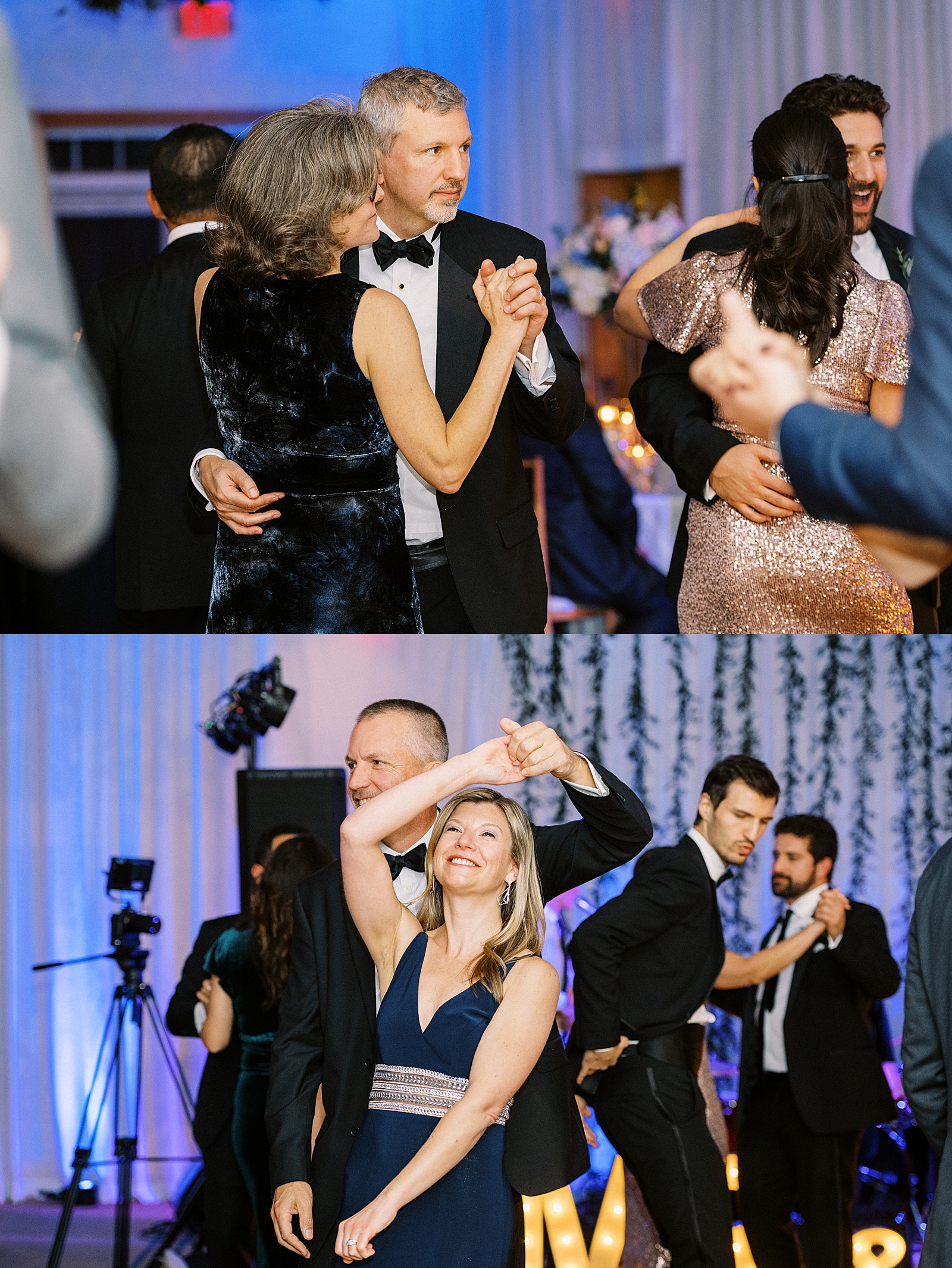 Guests dancing at fun wedding at Wequassett Resort in Cape Cod