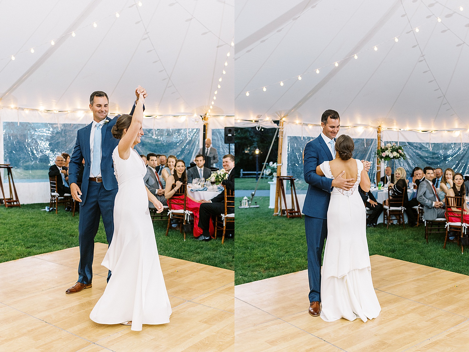 Newlyweds share first dance at their Dennis Inn Wedding