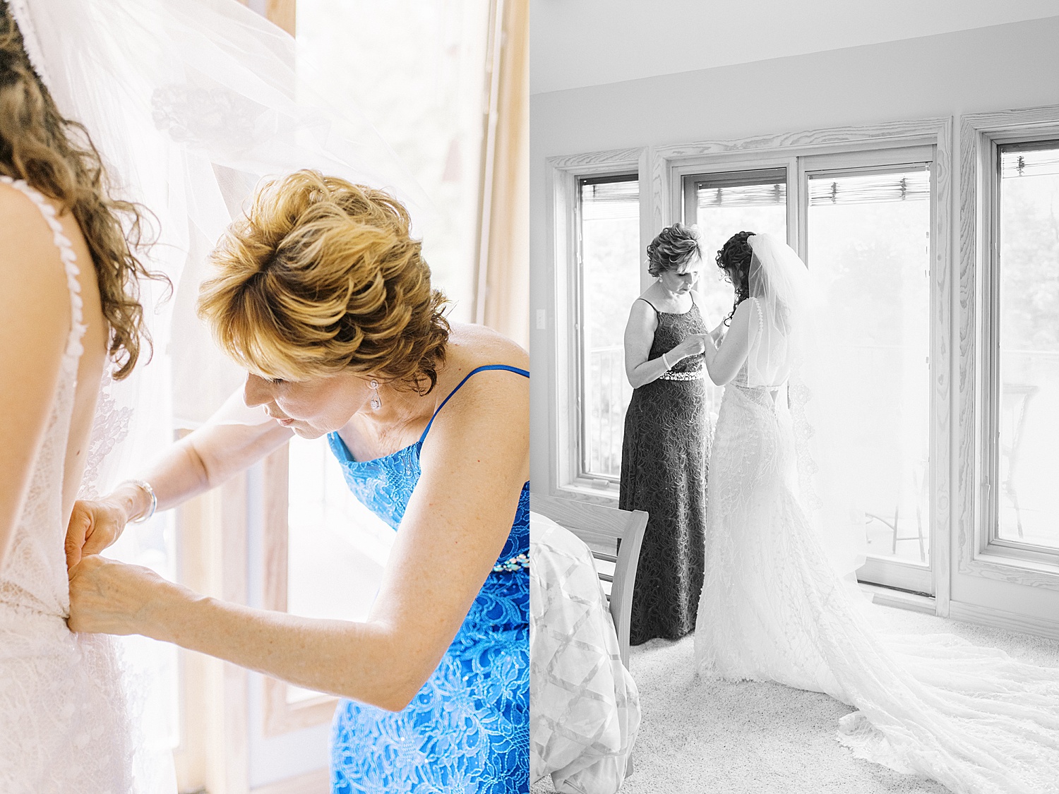 Bride getting ready in childhood home by Lynne Reznick Photography 