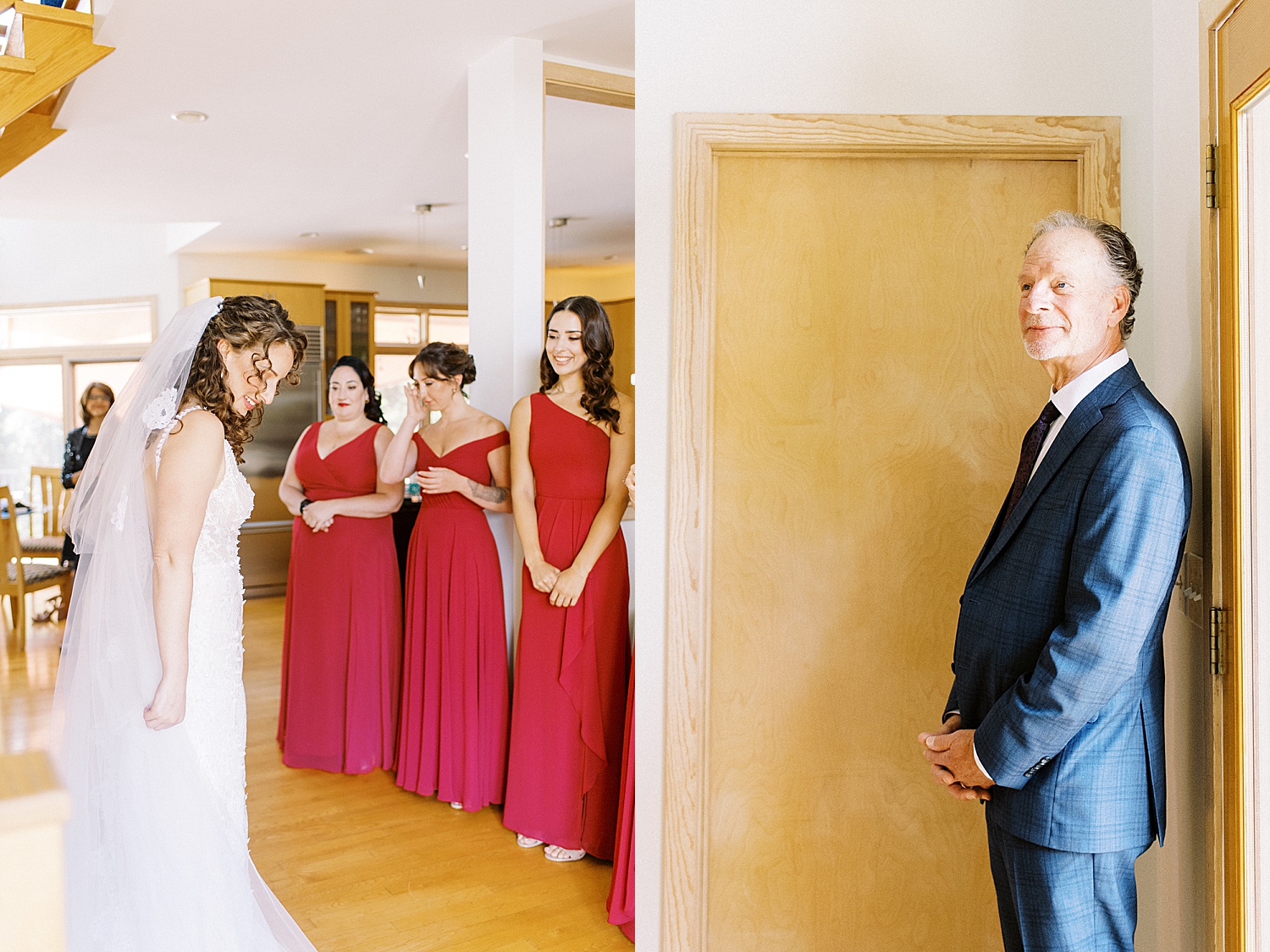 Father seeing his daughter as a bride for the first time by a New York wedding photographer