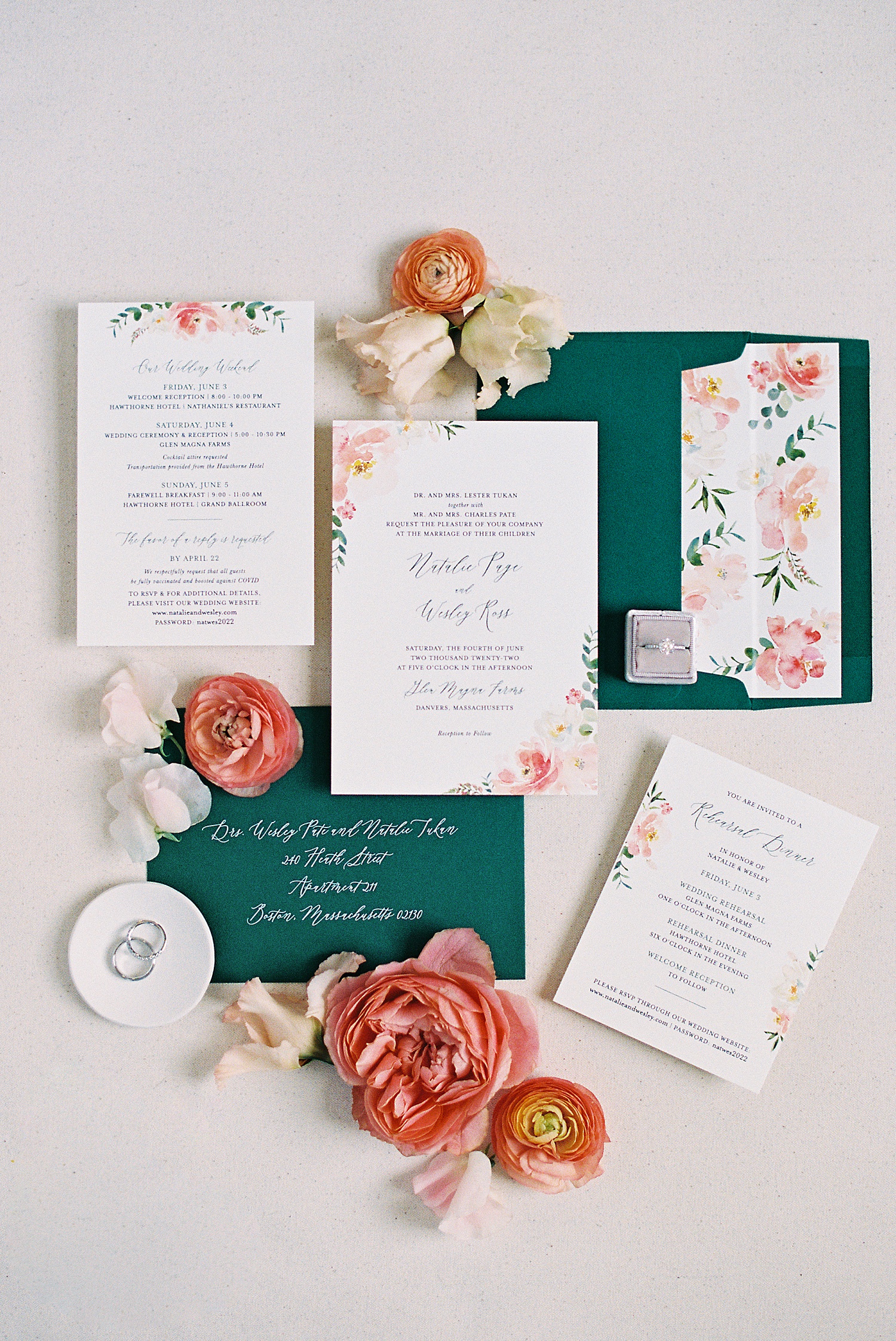 invitation suite from colorful wedding  in Danvers
