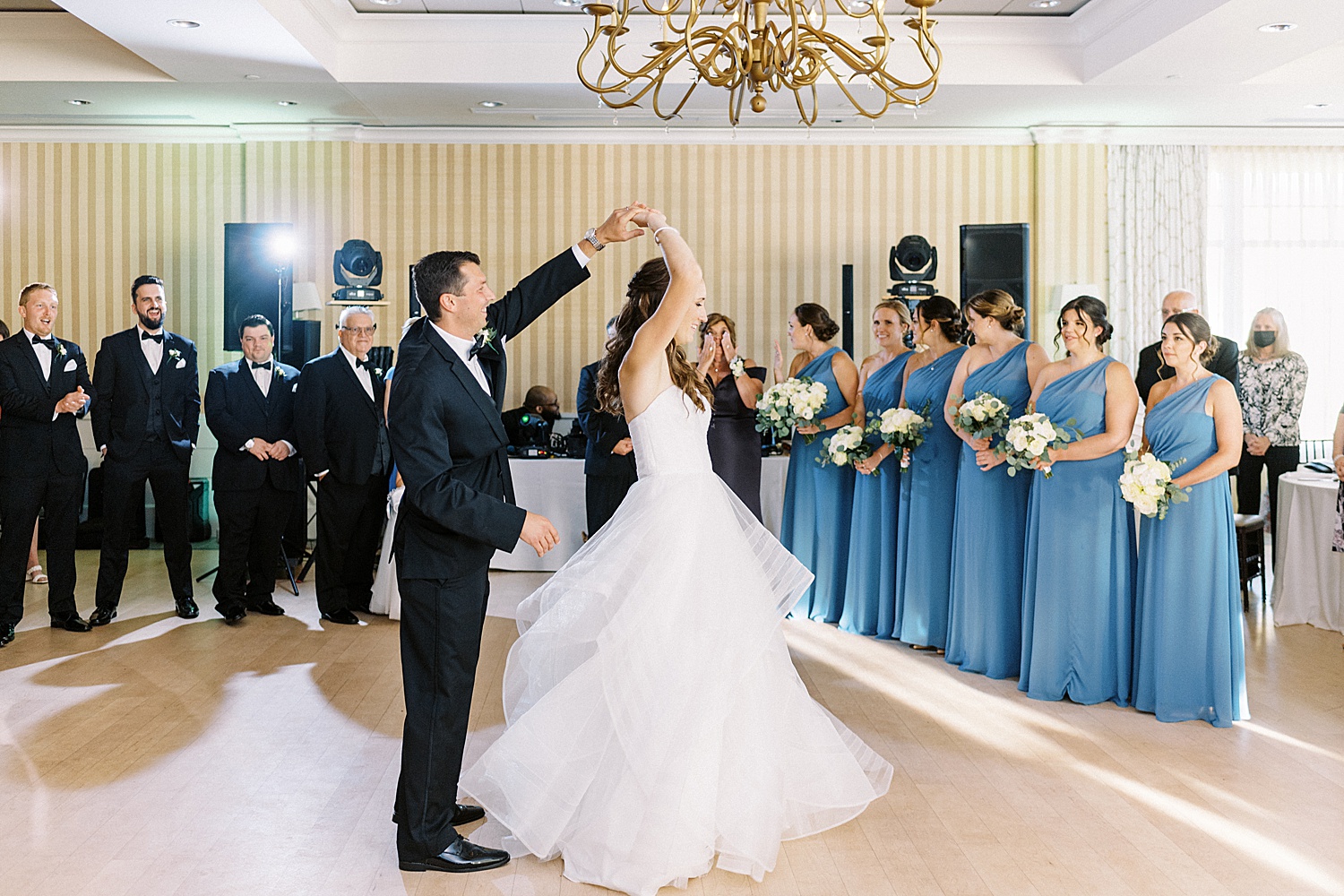 Bride and groom share a dance by Massachusetts wedding photographer