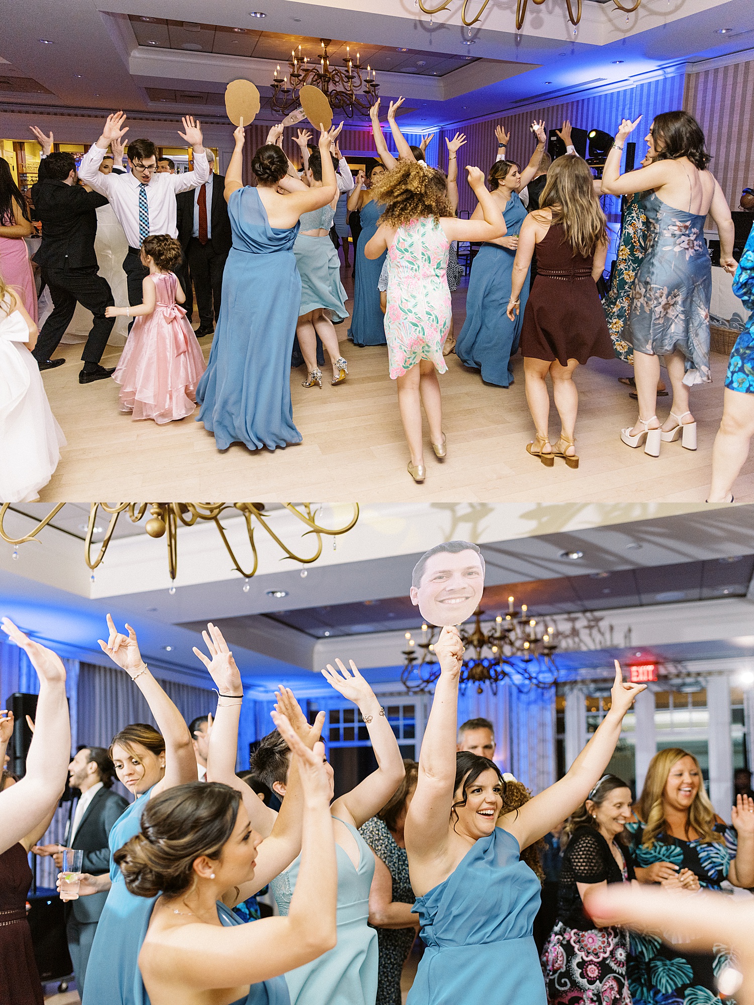 Guests dancing on reception floor by Lynne Reznick photography