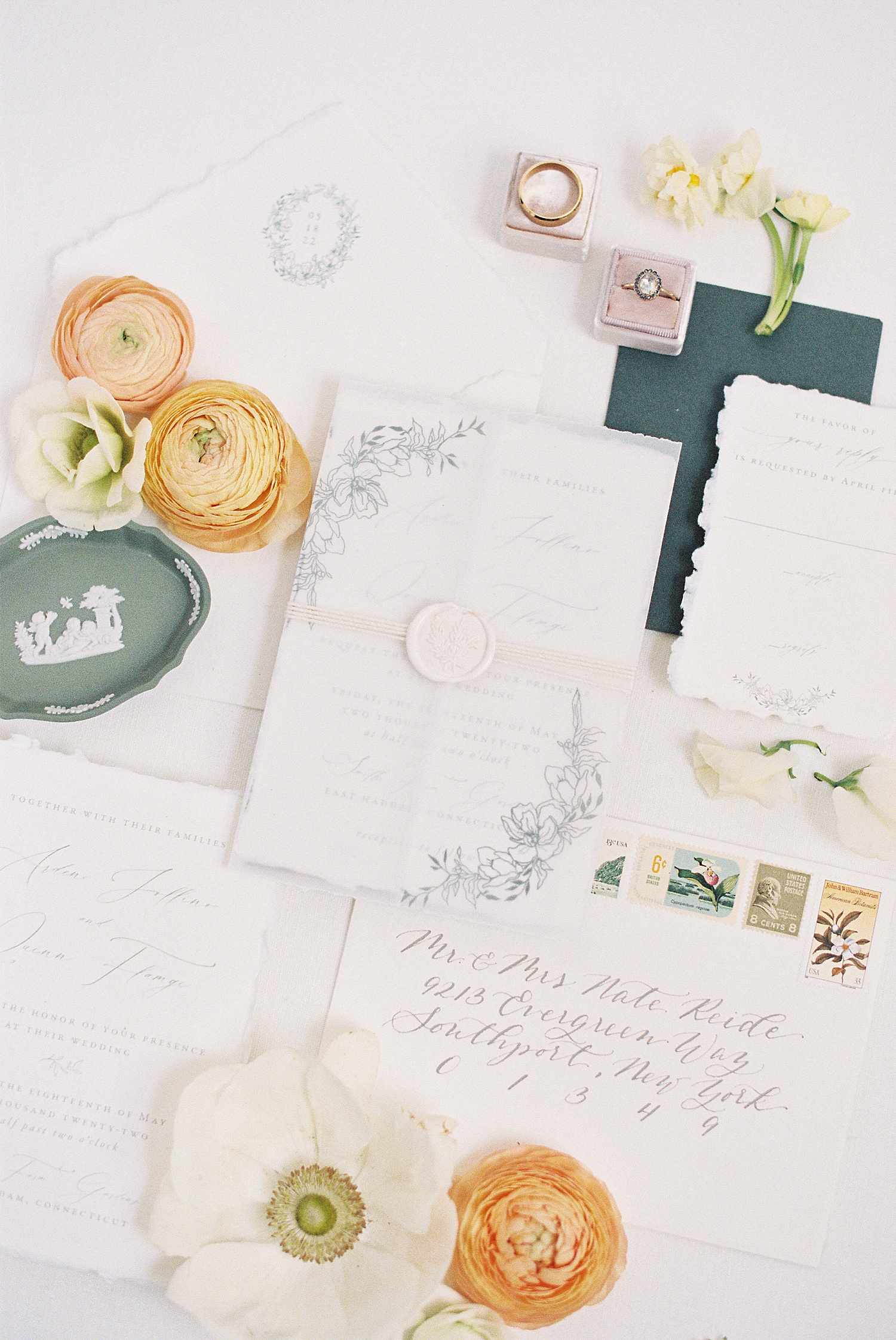Invitation suite for romantic and whimsical wedding shoot
