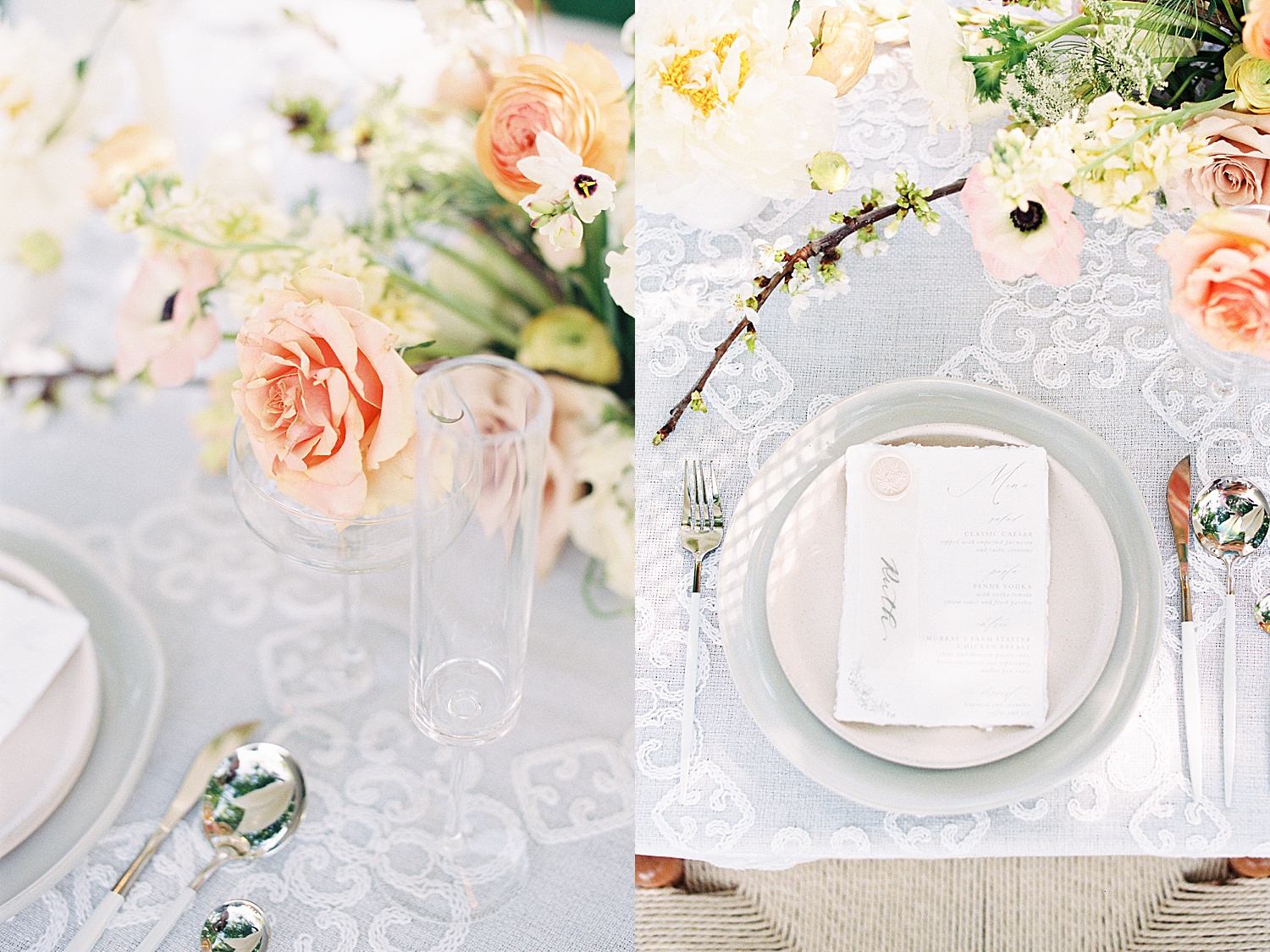 Table settings for spring wedding by New York Photographer