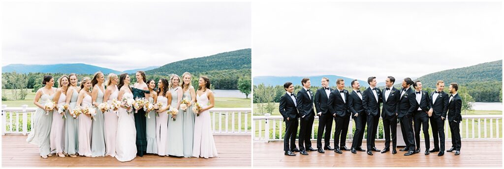 wedding party portraits in the catskill mountains