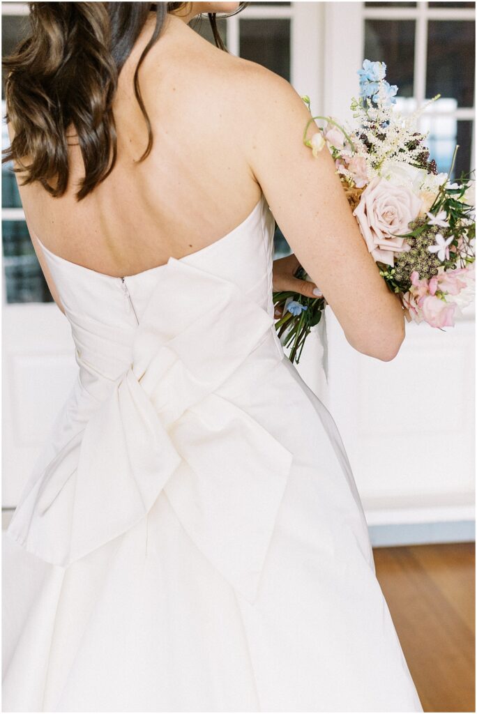 bow wedding dress detail