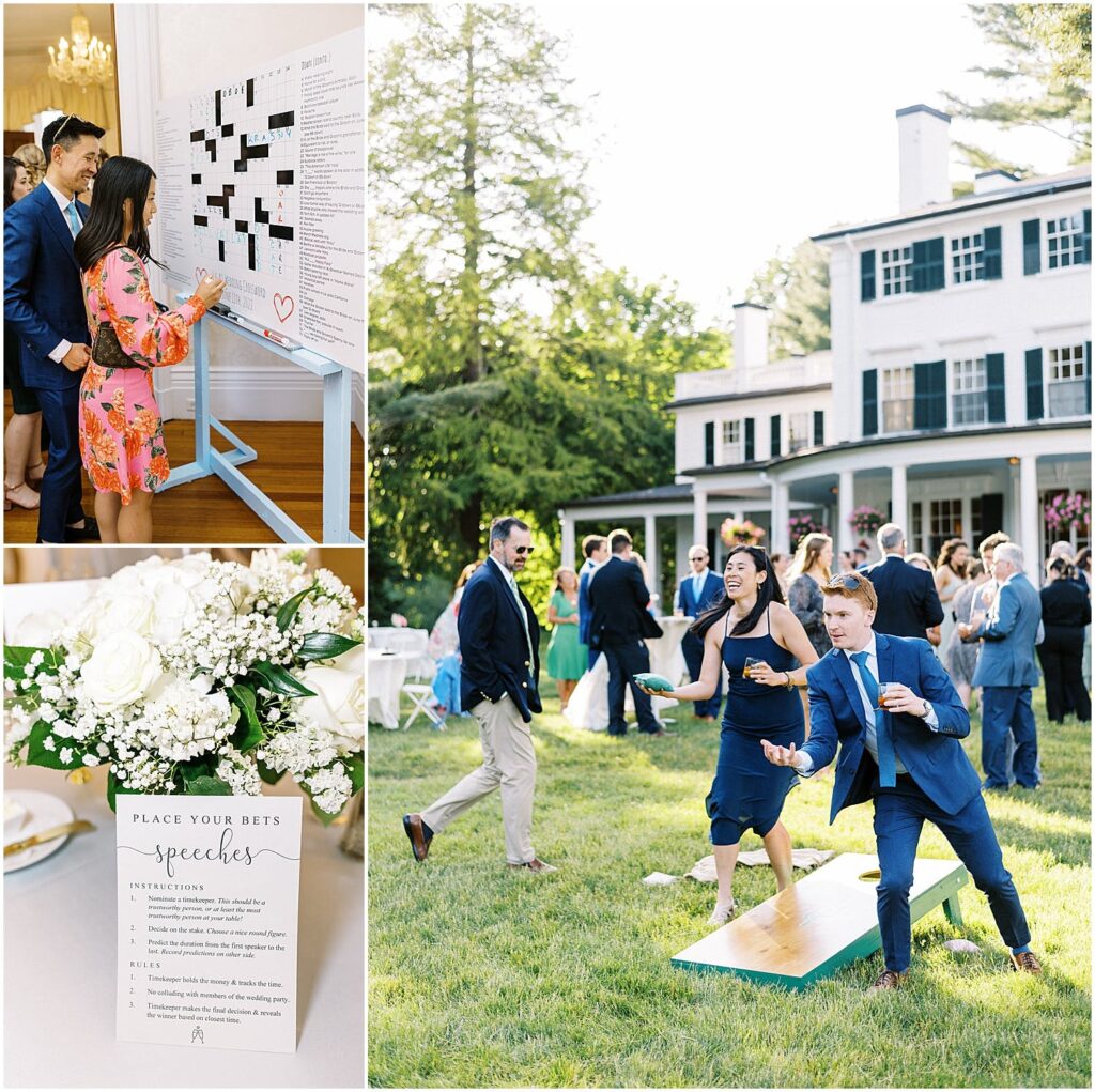 lawn games and puzzles for a personalized wedding cocktail hour with guests