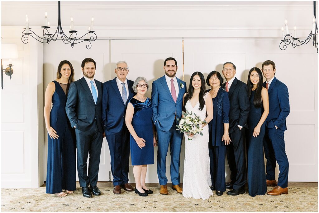 full family portrait at spring micro wedding on cape cod