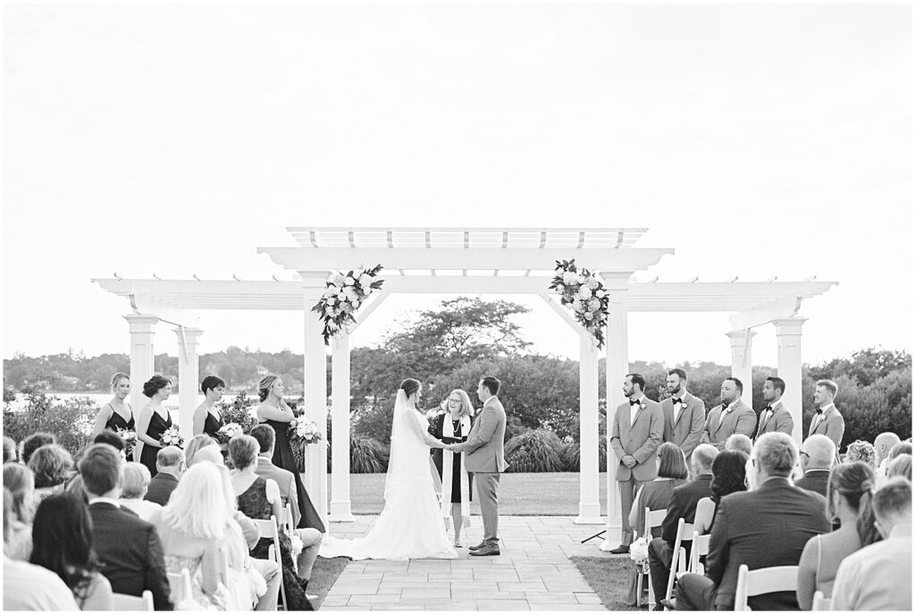black and white of wedding ceremony 