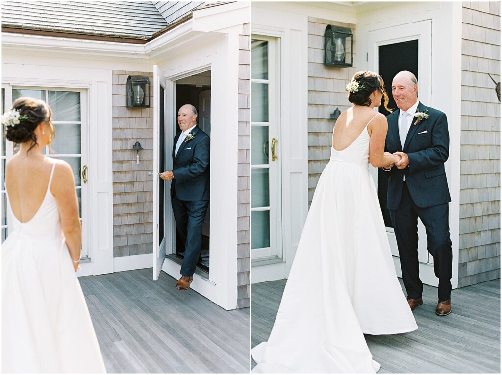 bridal reveal with dad in Chatham MA