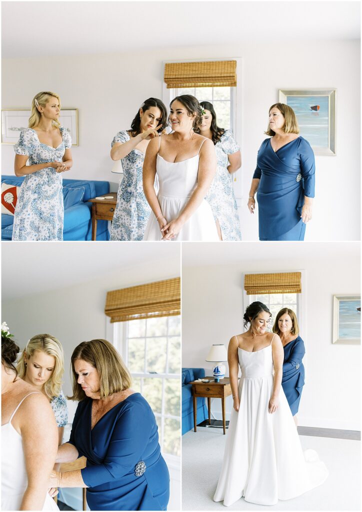 bride gets ready for her cape cod wedding