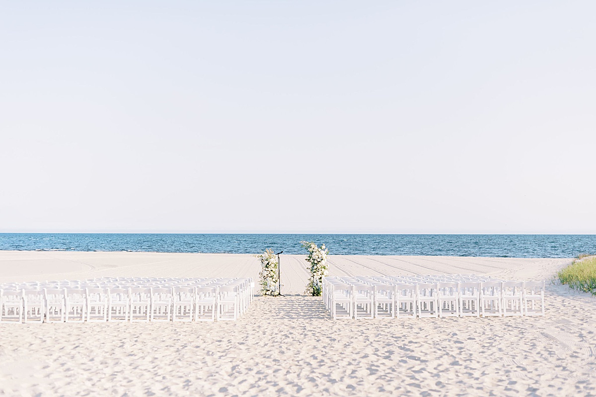 beach ceremony set up captured by a Cape Cod Wedding Photographer